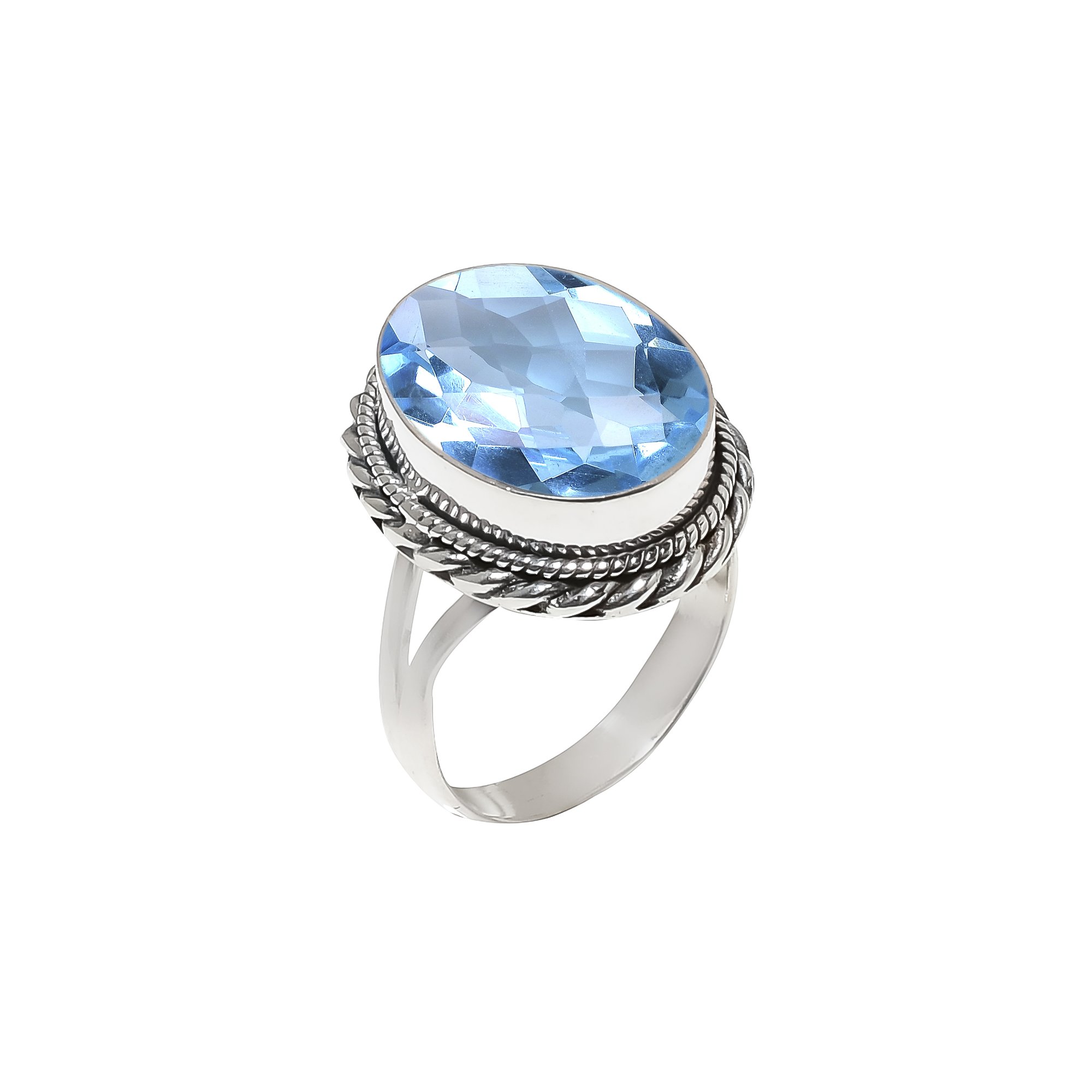 Blue Topaz - Simulated 925 Sterling Silver Ring