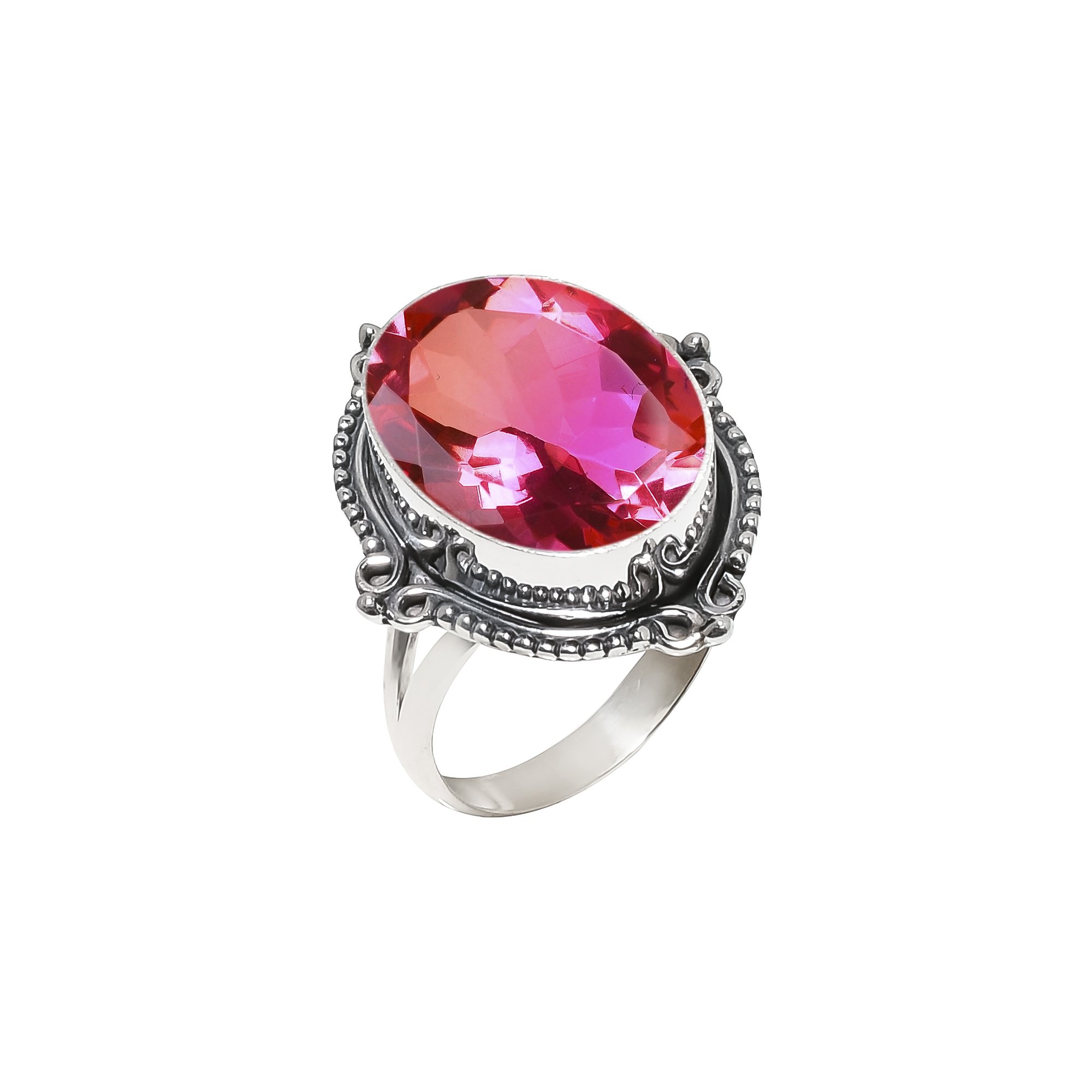 Bi-Colour Tourmaline - Simulated 925 Sterling Silver Ring