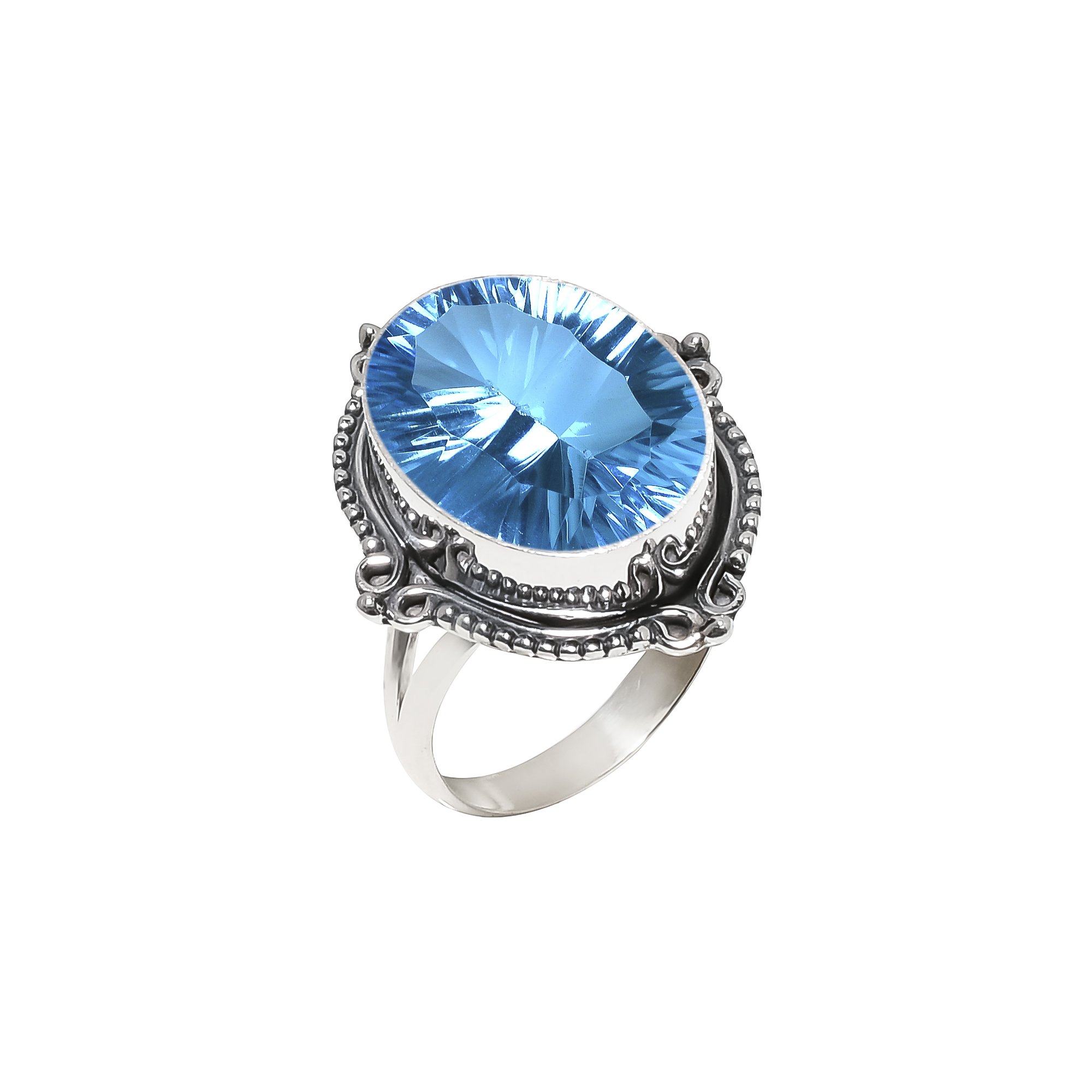 Blue Topaz - Simulated 925 Sterling Silver Ring