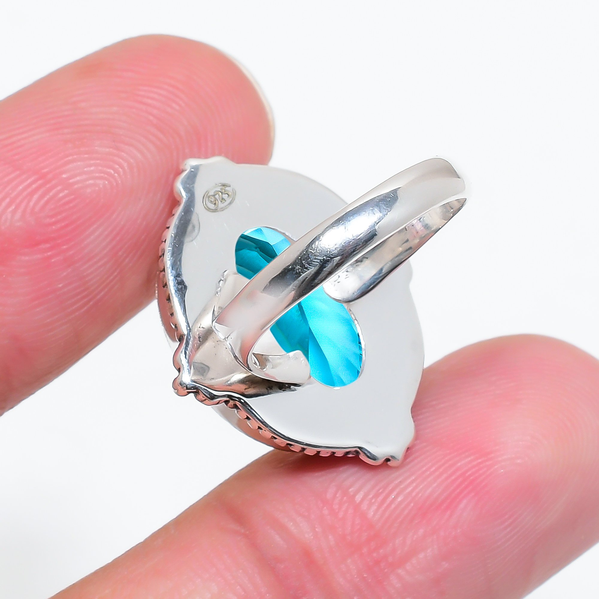 Blue Topaz - Simulated 925 Sterling Silver Ring