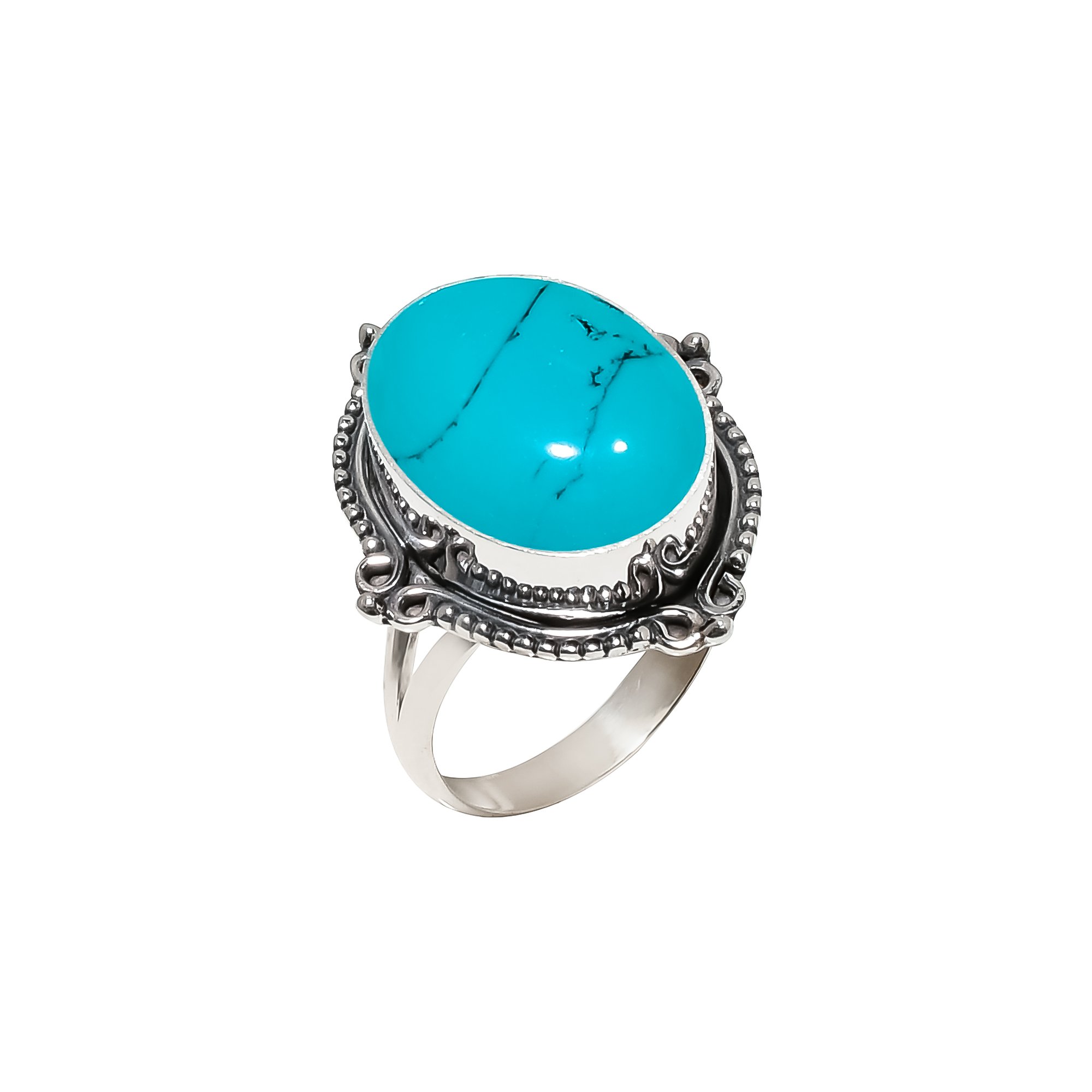 Blue Turquoise - Simulated 925 Sterling Silver Ring