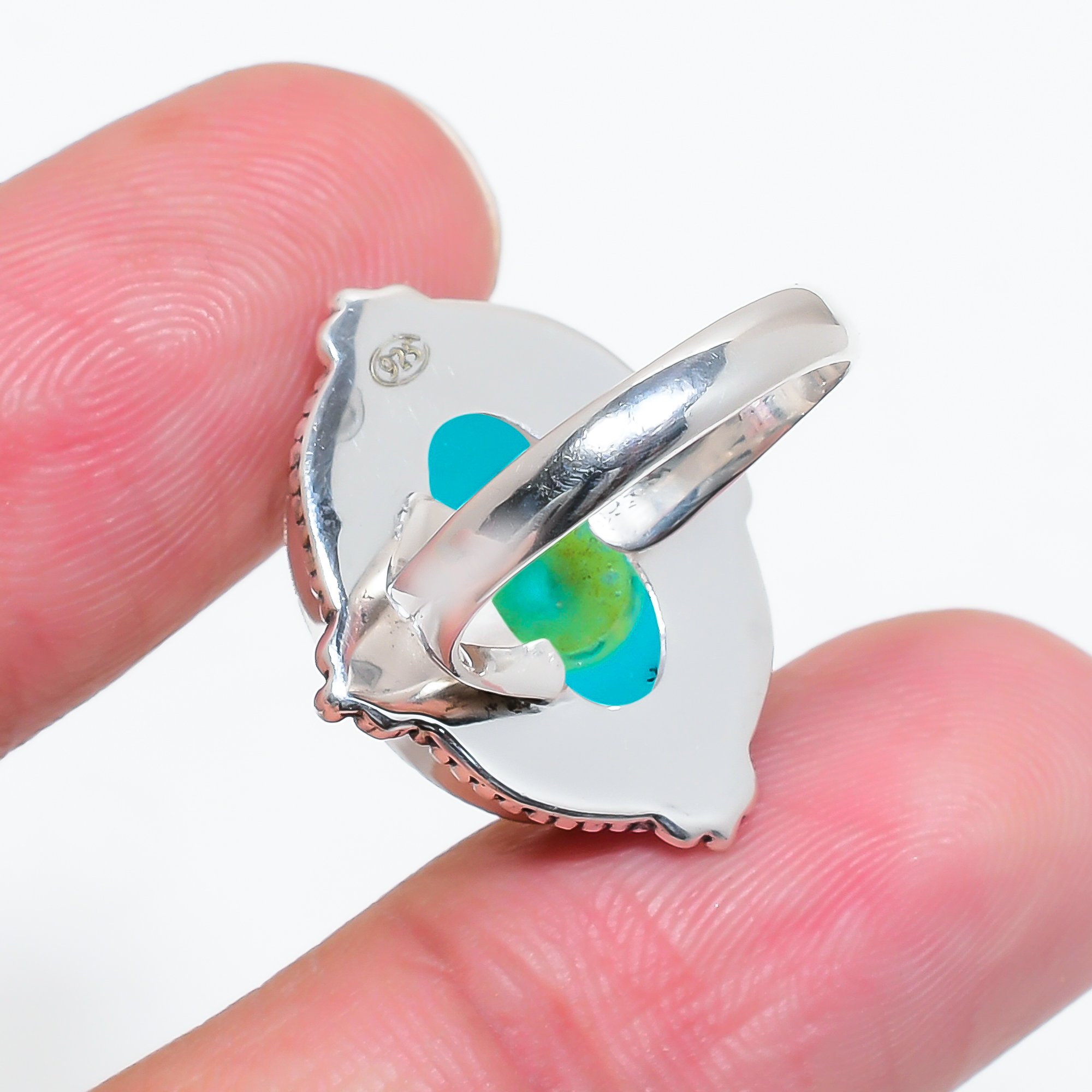 Blue Turquoise - Simulated 925 Sterling Silver Ring
