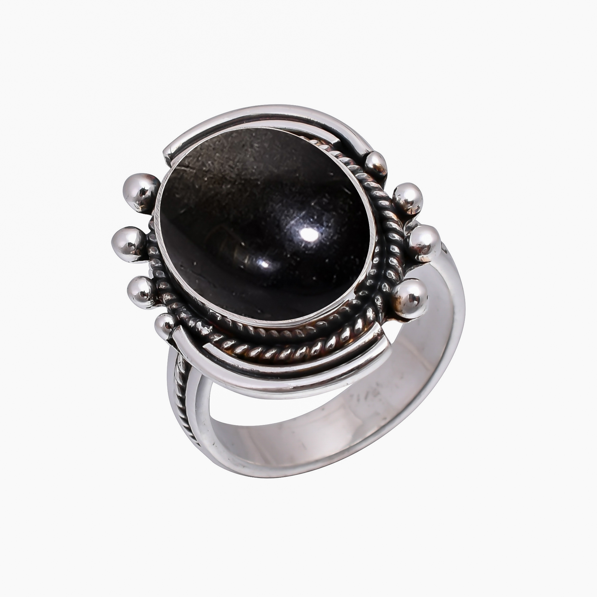 Golden Sheen Obsidian - Mexico 925 Sterling Silver Ring