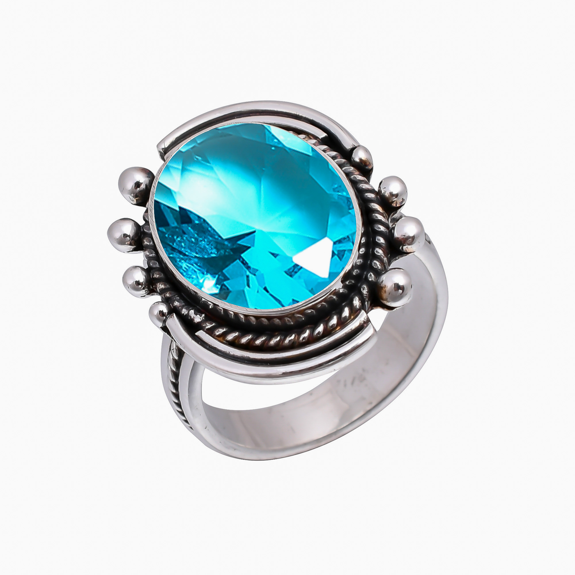 Blue Topaz - Simulated 925 Sterling Silver Ring