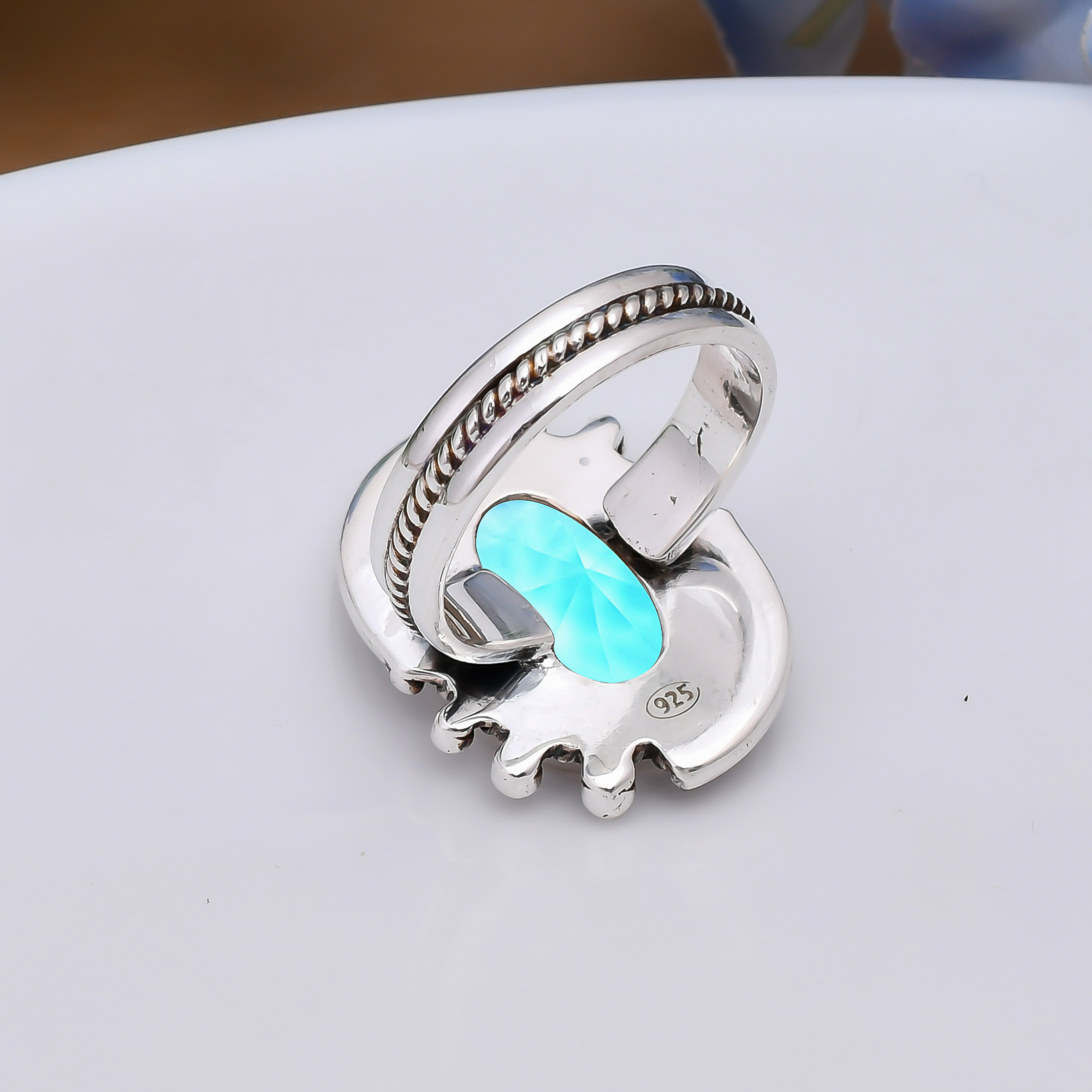 Blue Topaz - Simulated 925 Sterling Silver Ring