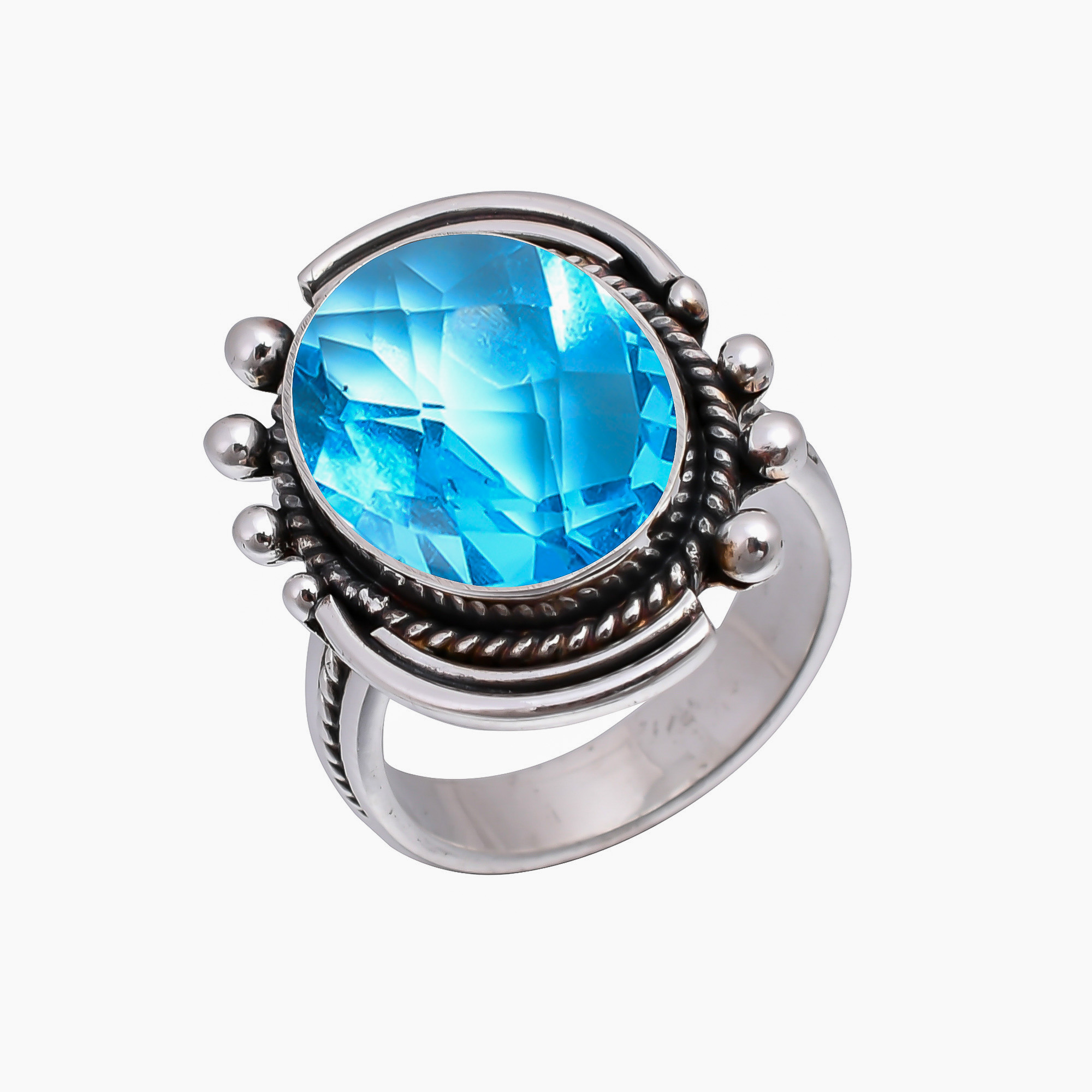 Blue Topaz - Simulated 925 Sterling Silver Ring
