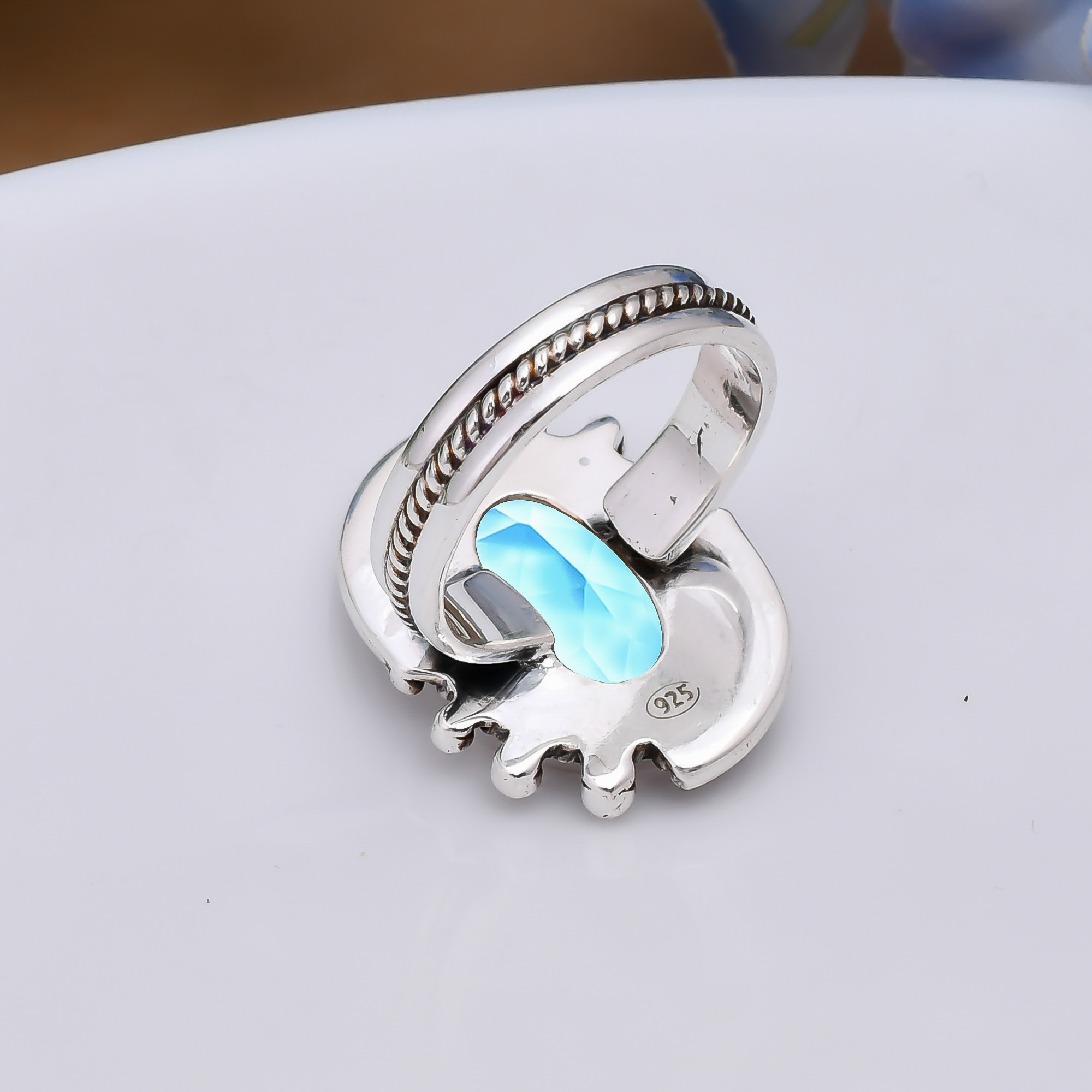 Blue Topaz - Simulated 925 Sterling Silver Ring