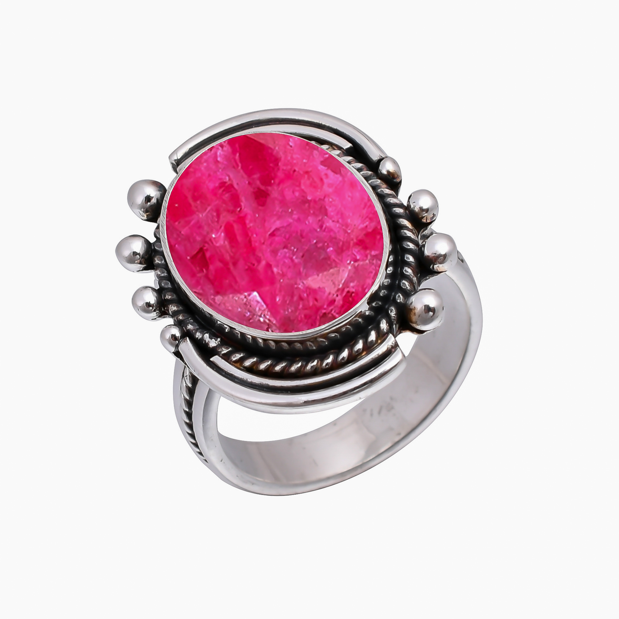 Ruby - Dyed Quartz 925 Sterling Silver Ring
