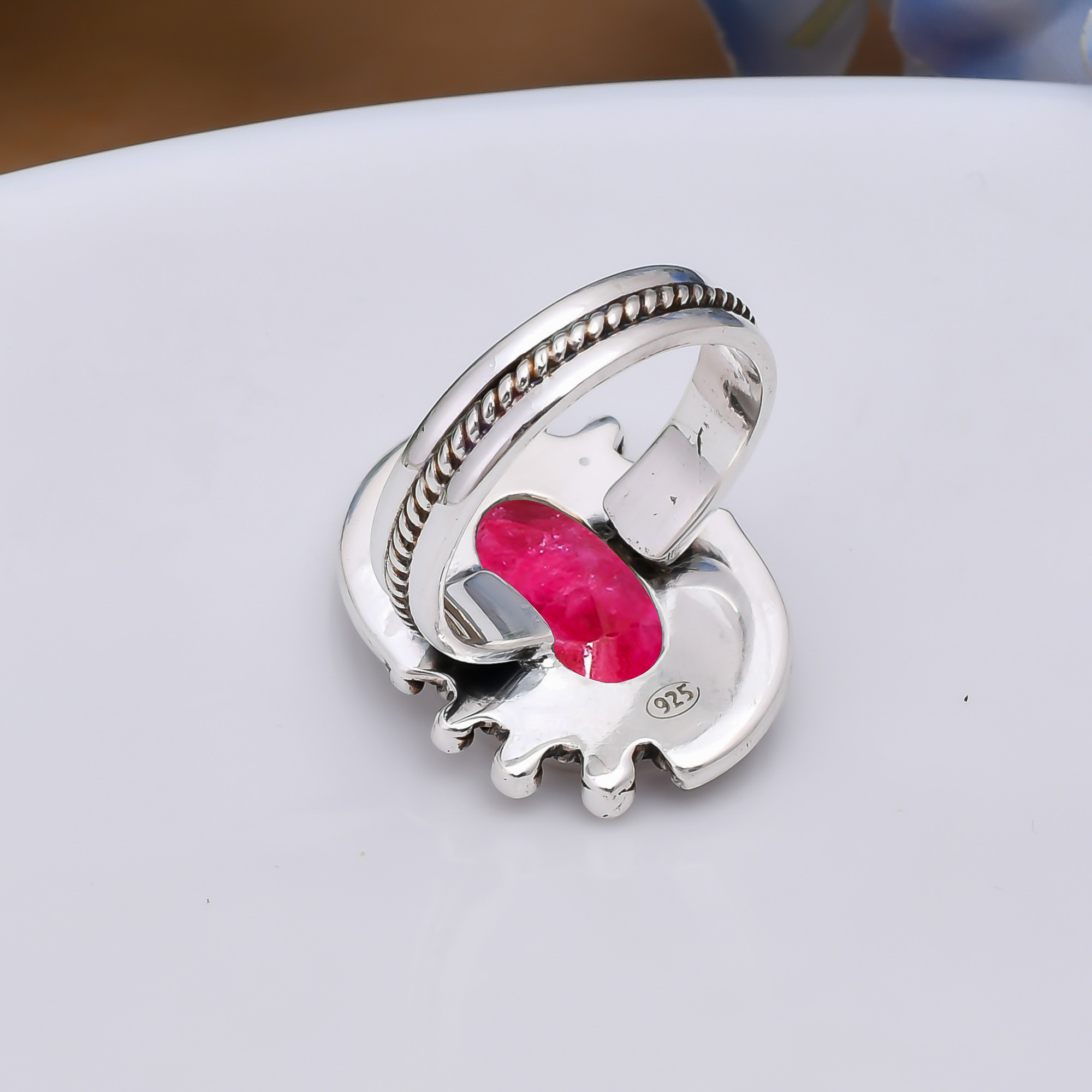 Ruby - Dyed Quartz 925 Sterling Silver Ring