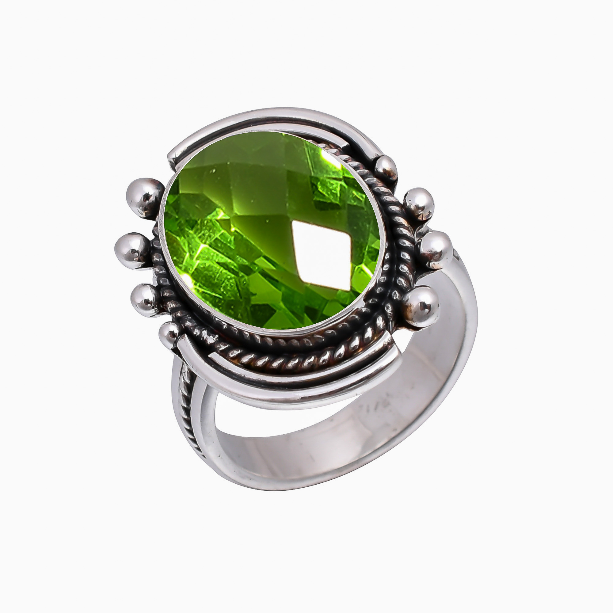 Peridot - Simulated 925 Sterling Silver Ring