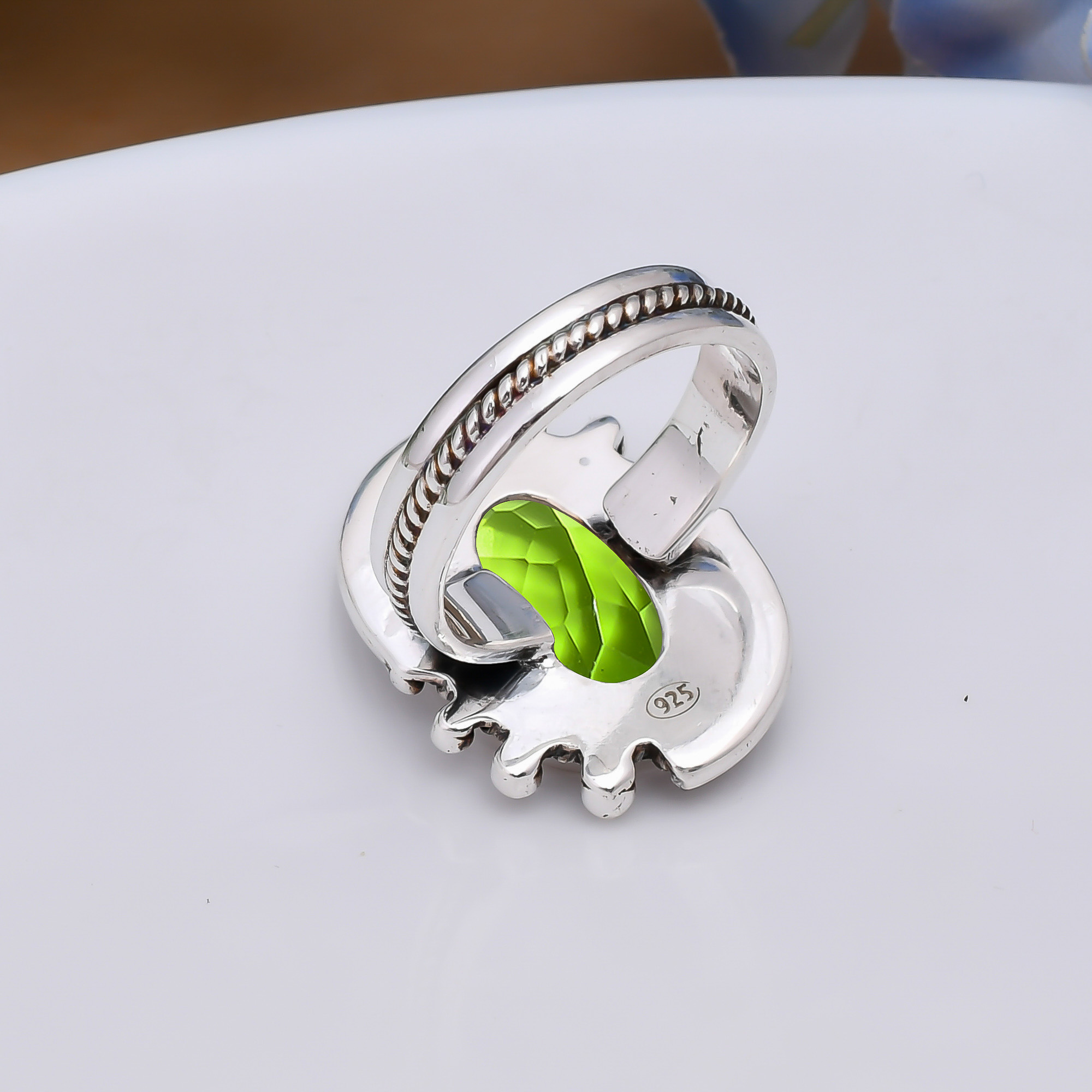 Peridot - Simulated 925 Sterling Silver Ring