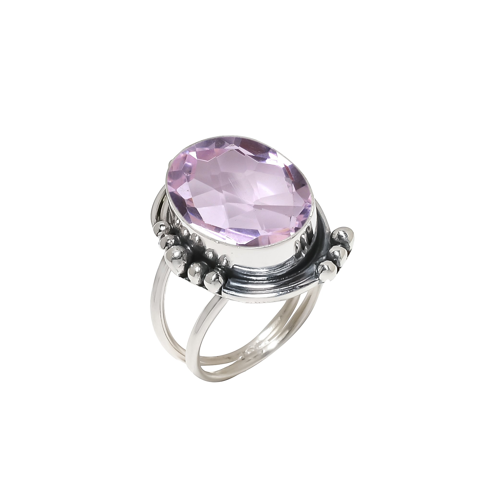 Pink Kunzite - Simulated 925 Sterling Silver Ring