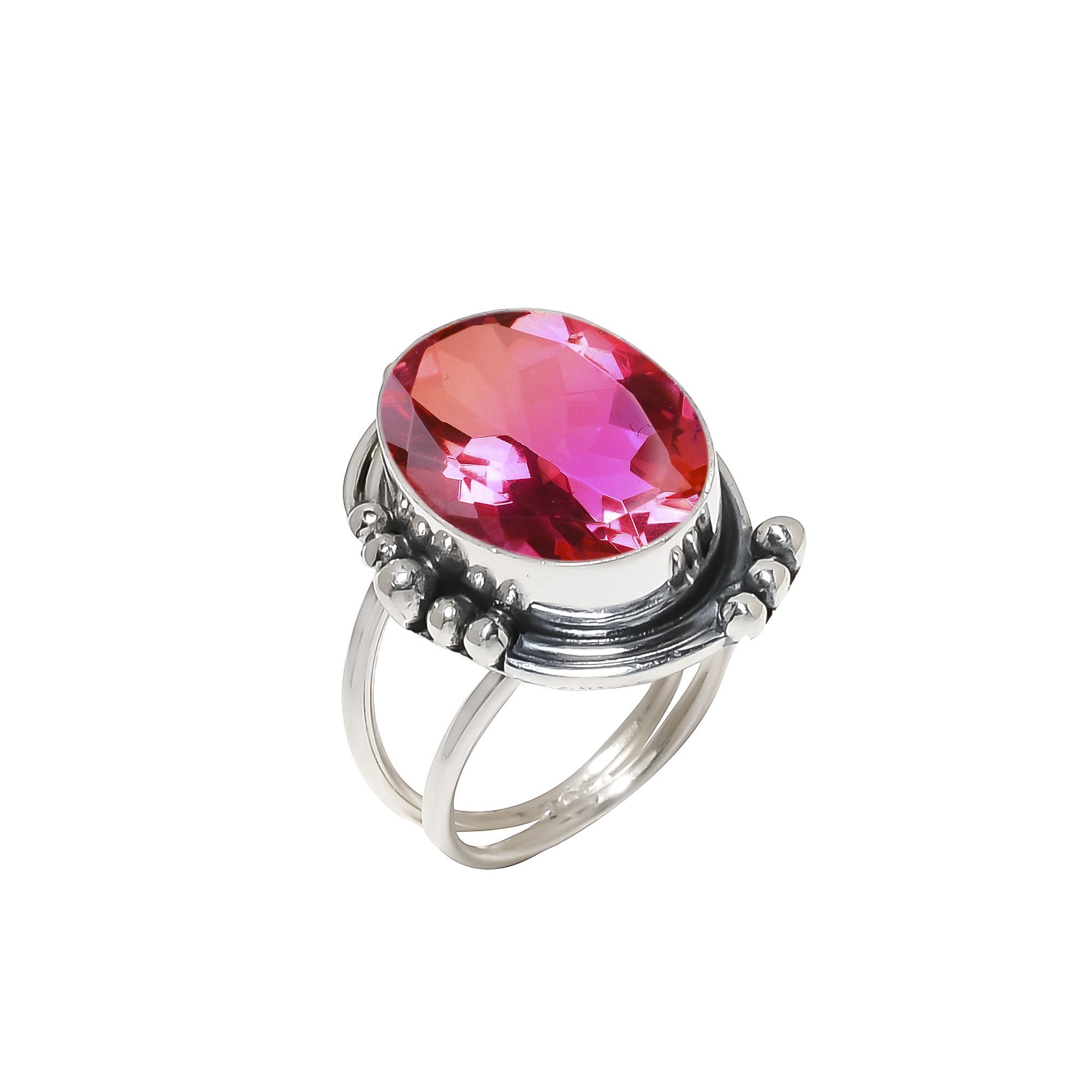 Bi-Colour Tourmaline - Simulated 925 Sterling Silver Ring