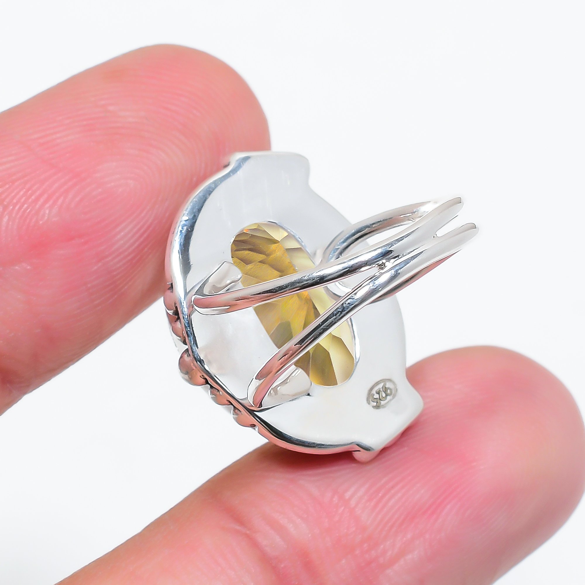 Golden Rainbow Mystic Fire Topaz - Simulated 925 Sterling Silver Ring