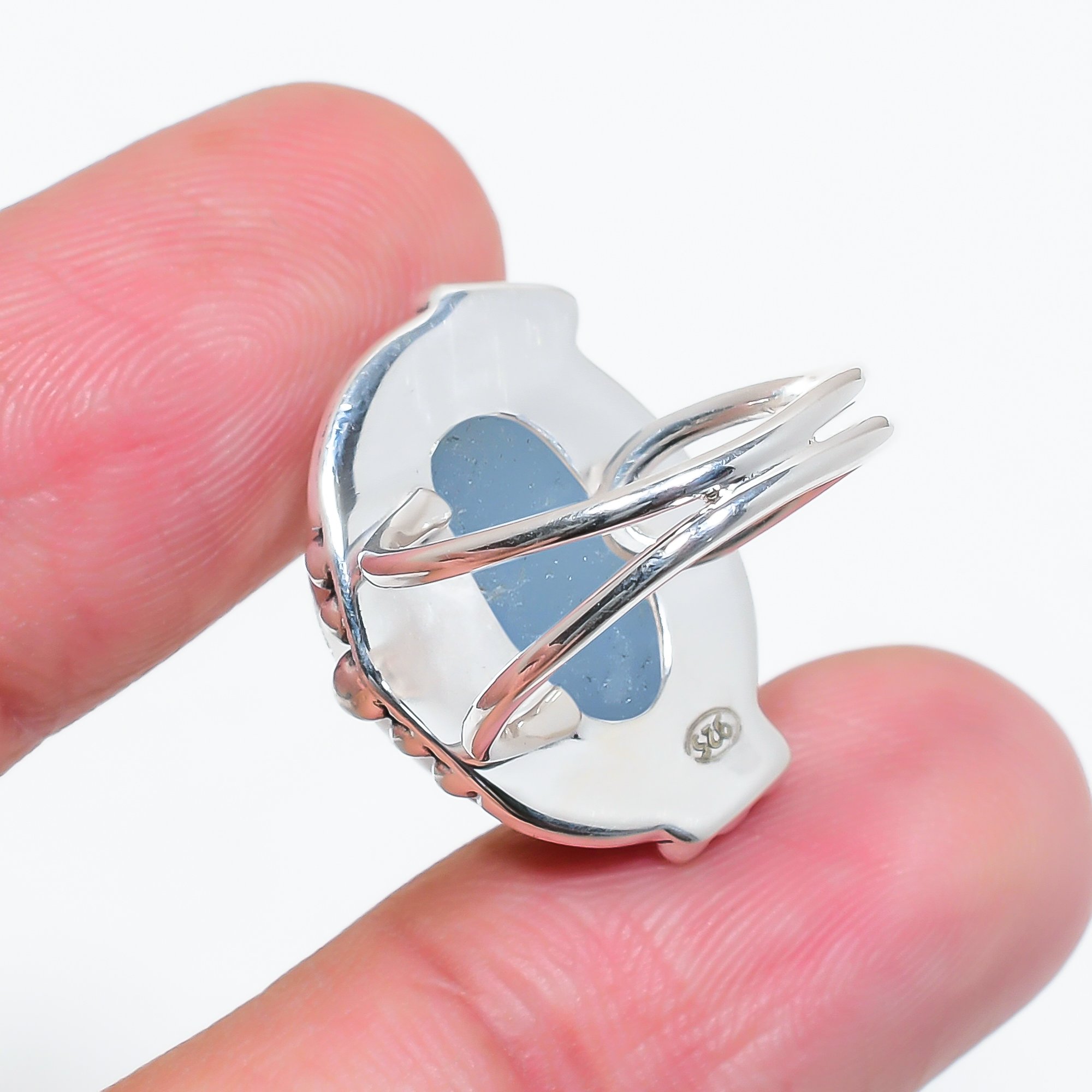 Electric Blue Titanium Agate Drusy 925 Sterling Silver Ring
