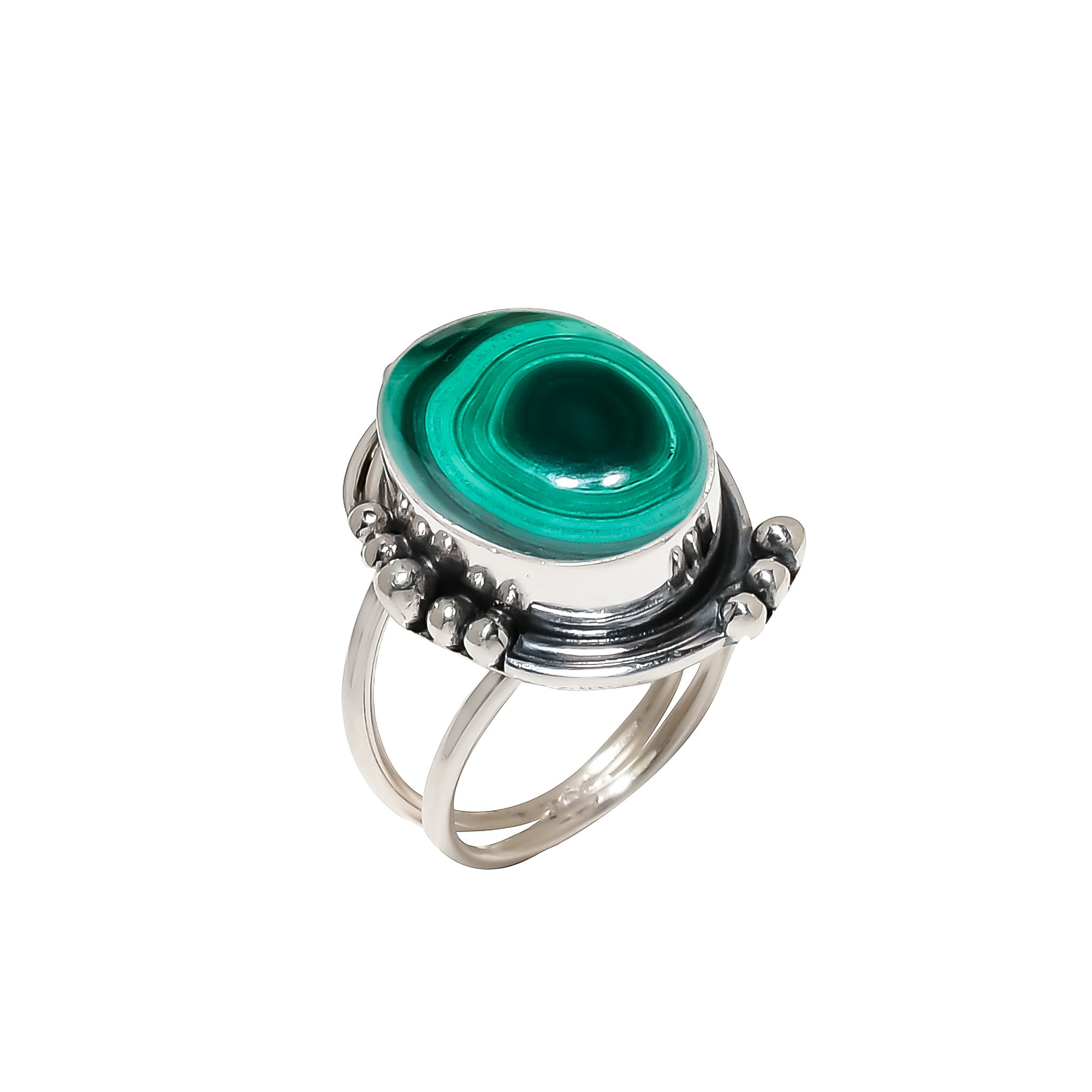 Eye In Malachite - Congo 925 Sterling Silver Ring