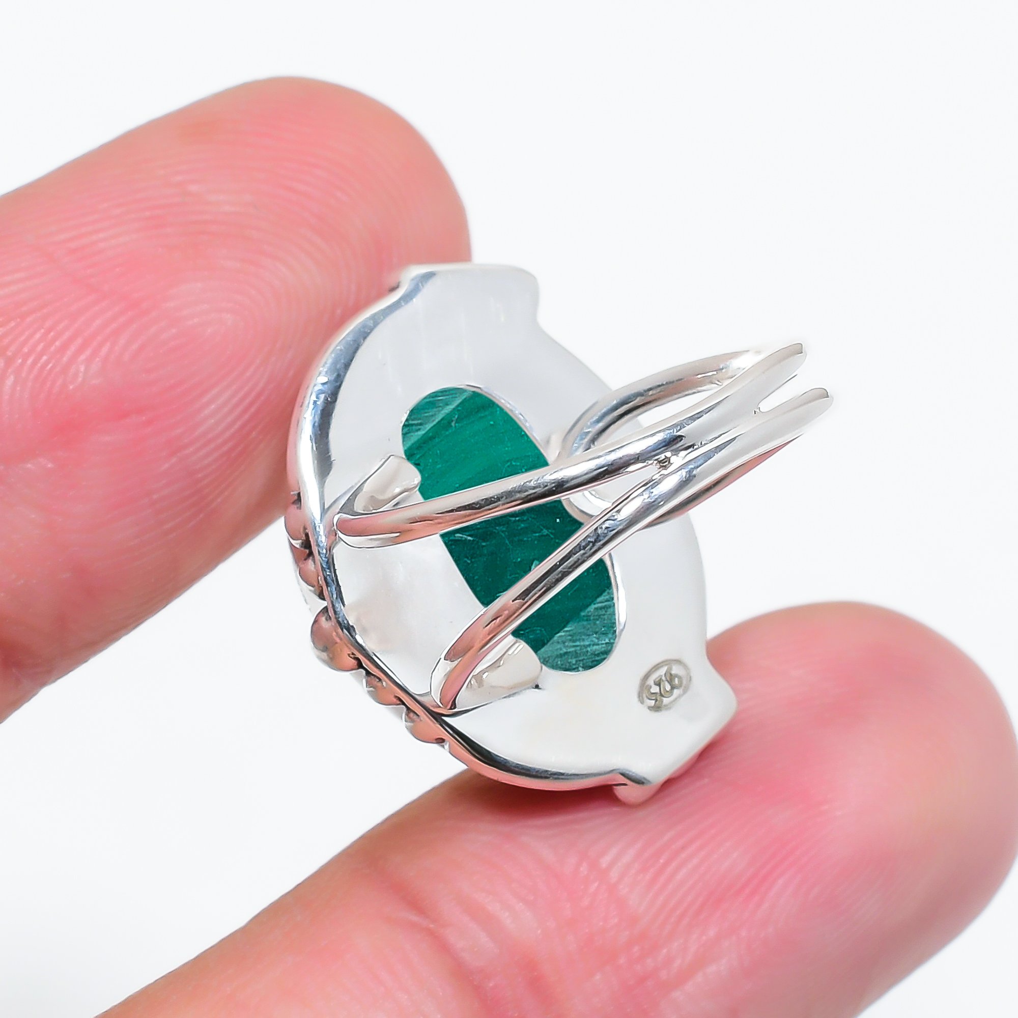 Eye In Malachite - Congo 925 Sterling Silver Ring