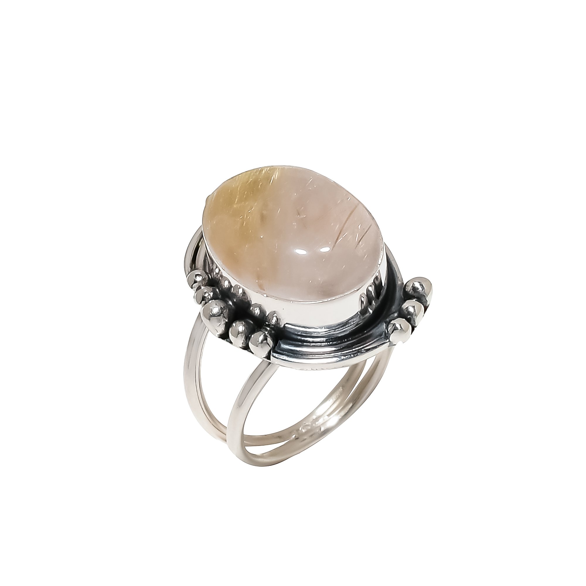 Golden Rutilated Quartz - Brazil 925 Sterling Silver Ring
