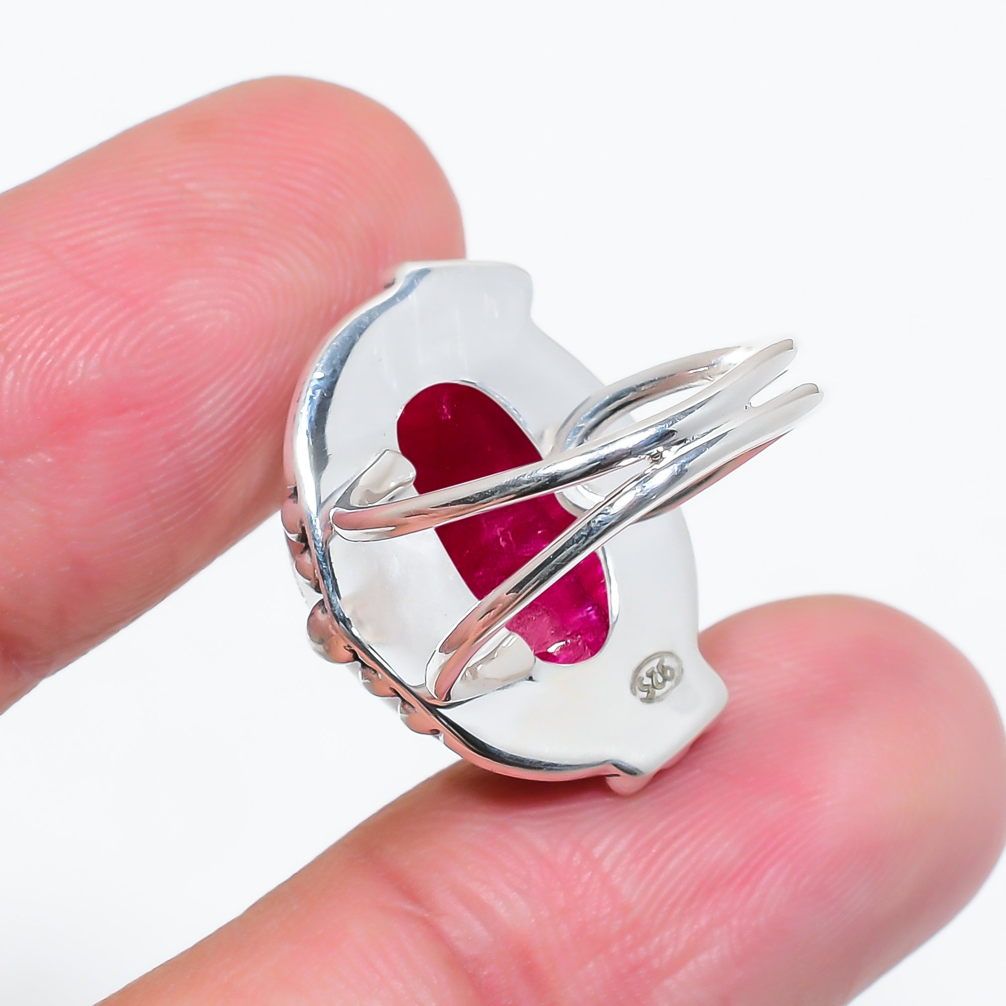 Ruby - Dyed Quartz 925 Sterling Silver Ring