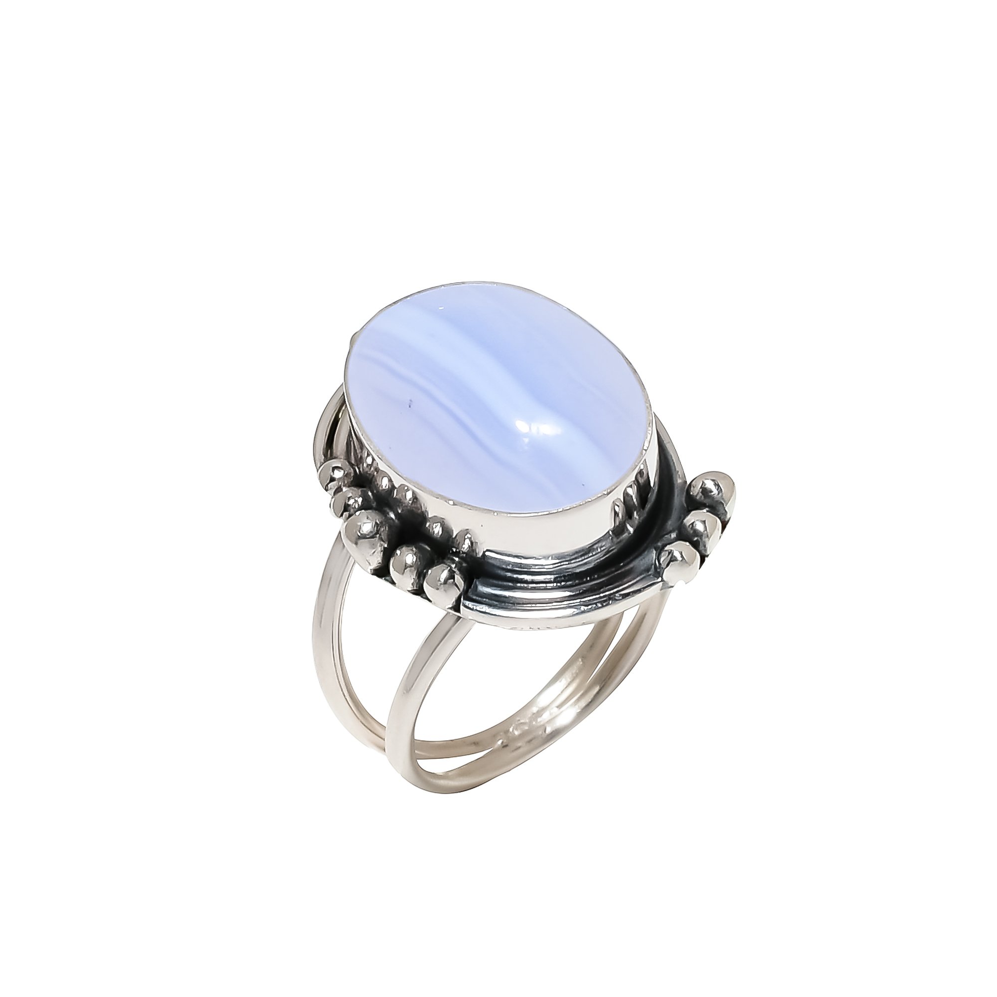 Blue Lace Agate - Namibia 925 Sterling Silver Ring