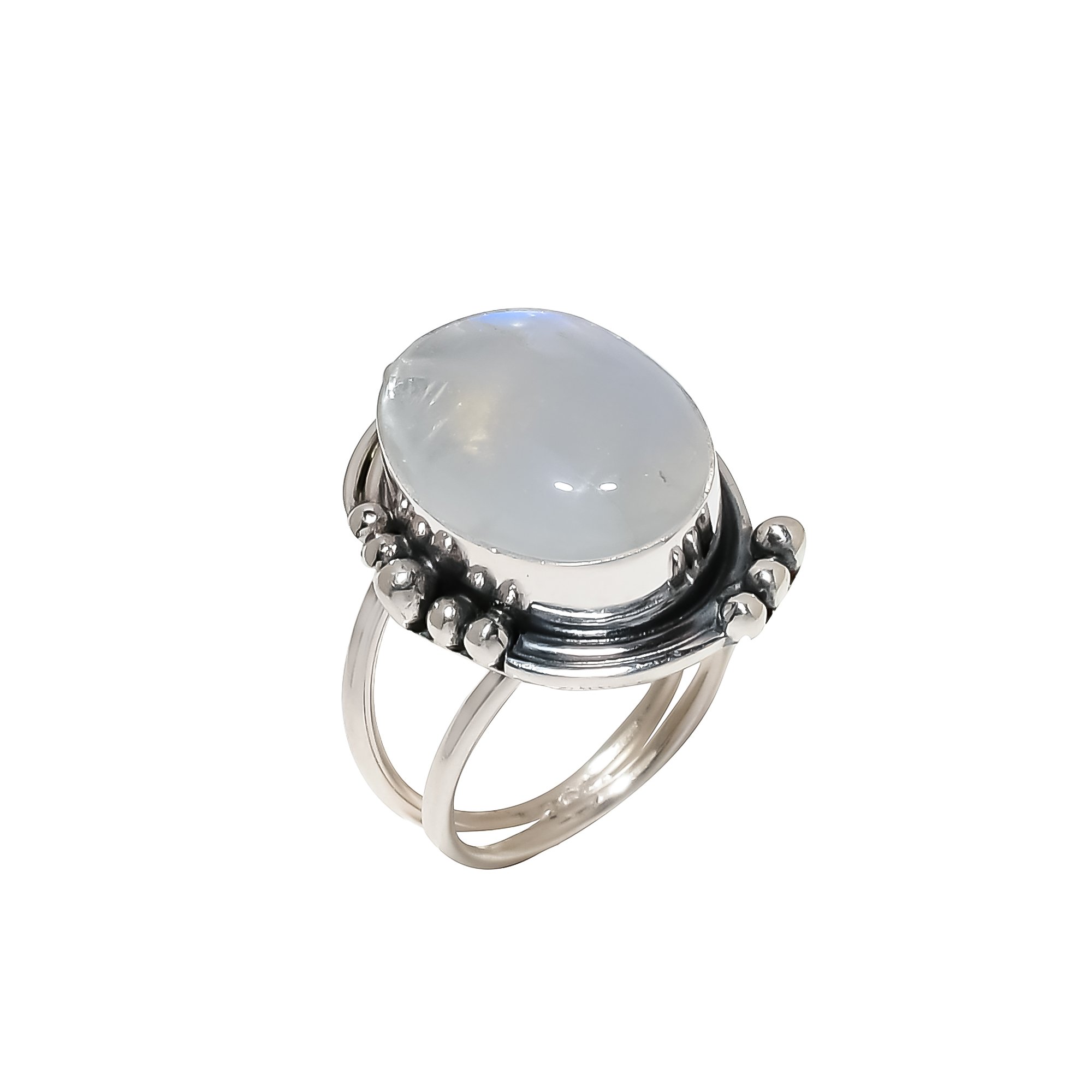 Rainbow Moonstone - India 925 Sterling Silver Ring