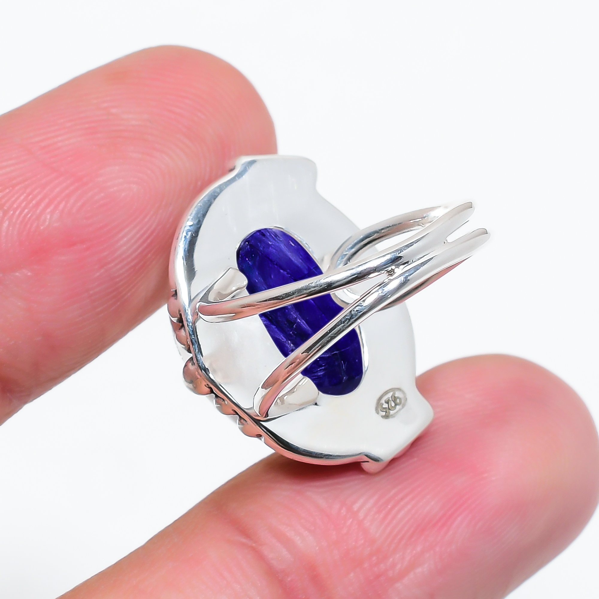 Blue Sapphire - Dyed Quartz 925 Sterling Silver Ring
