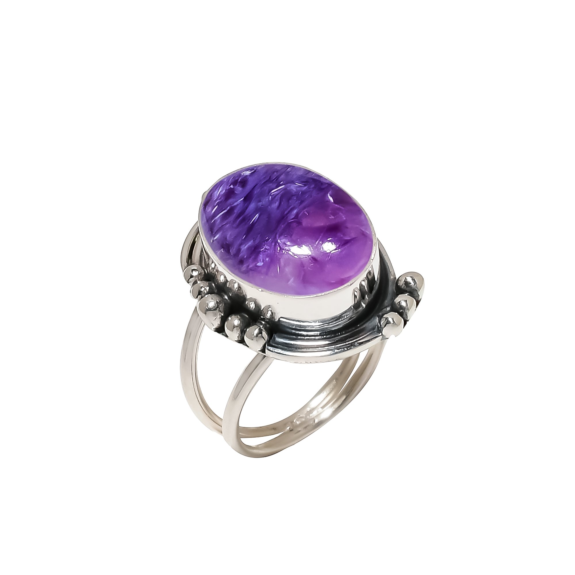Purple Charoite - Siberia 925 Sterling Silver Ring