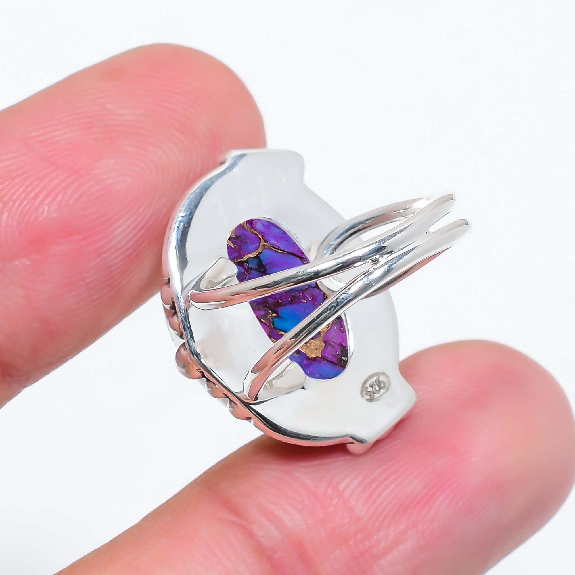 Copper Purple Turquoise 925 Sterling Silver Ring