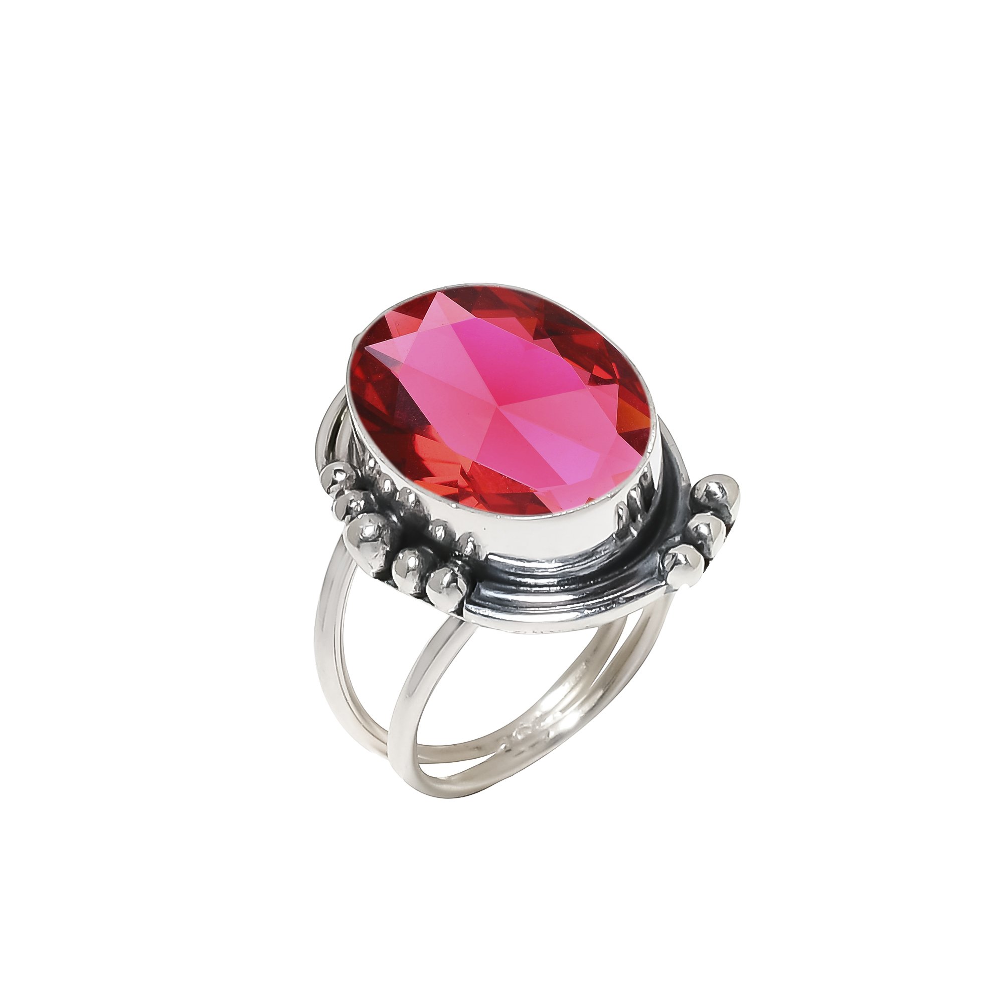 Pink Rubellite Tourmaline - Simulated 925 Sterling Silver Ring