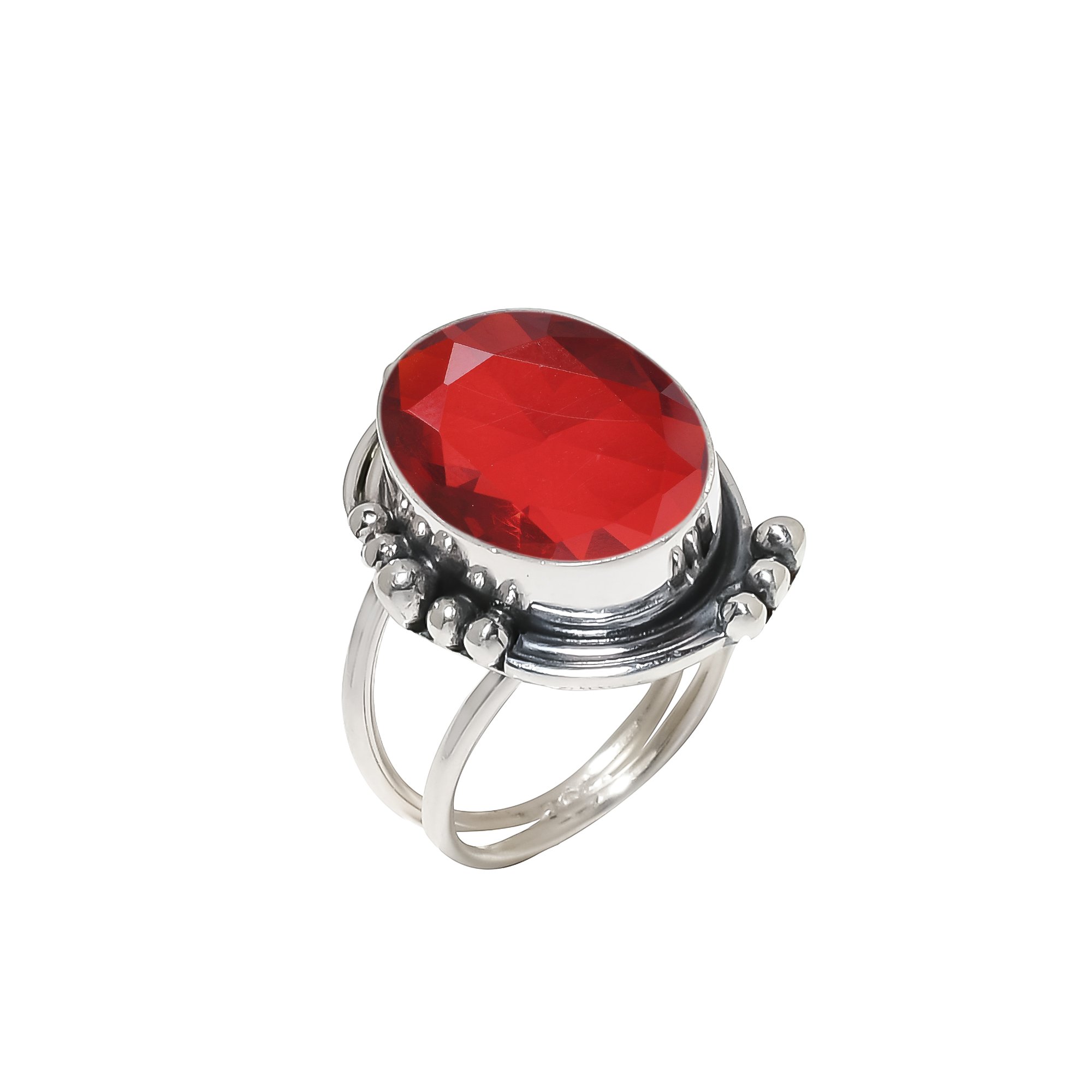Red Garnet - Simulated 925 Sterling Silver Ring