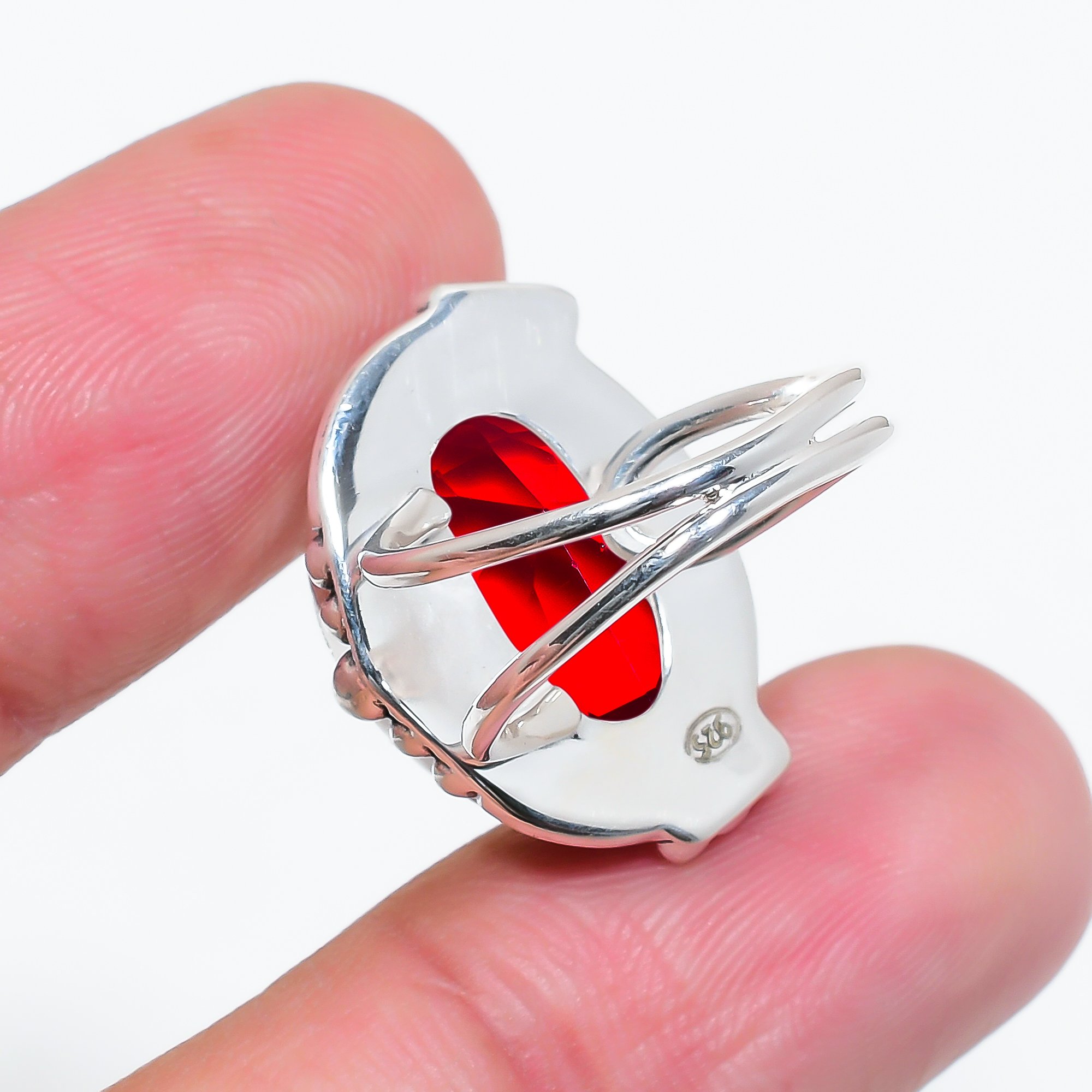 Red Garnet - Simulated 925 Sterling Silver Ring
