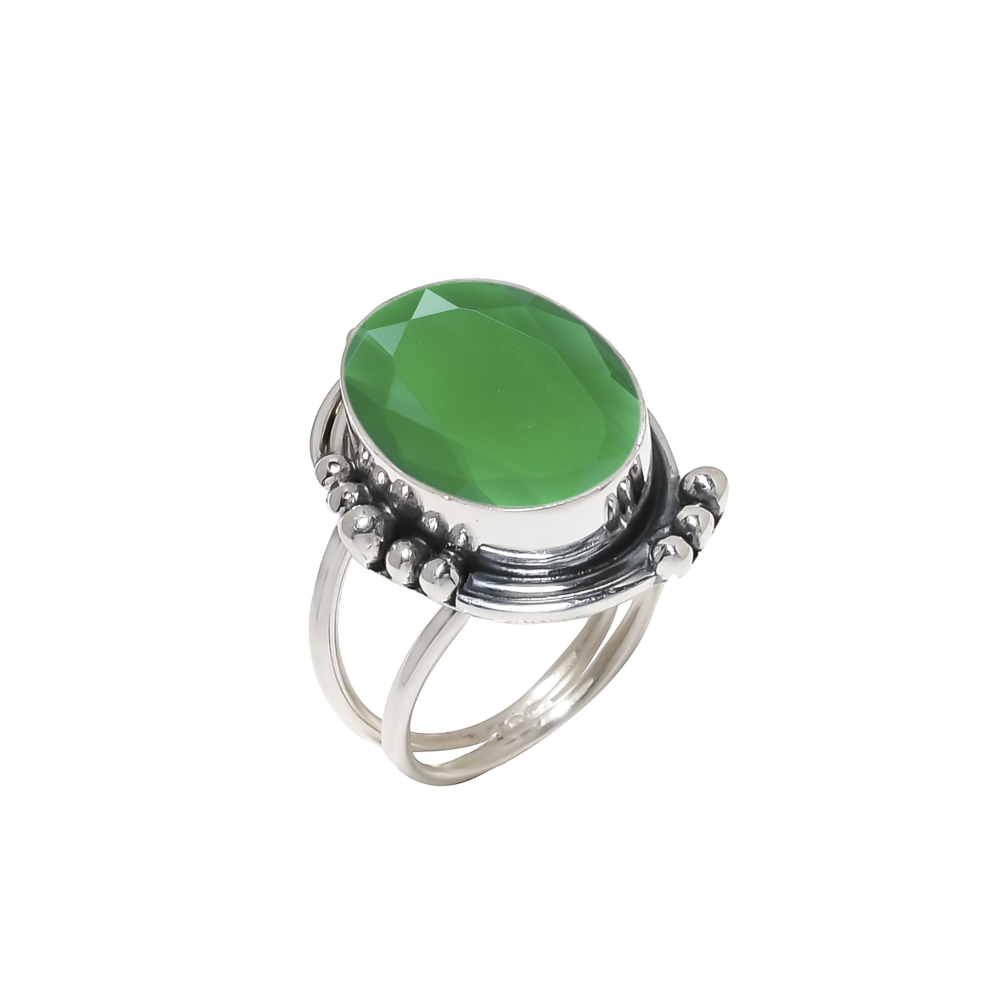 Emerald Simulated 925 Sterling Silver Ring