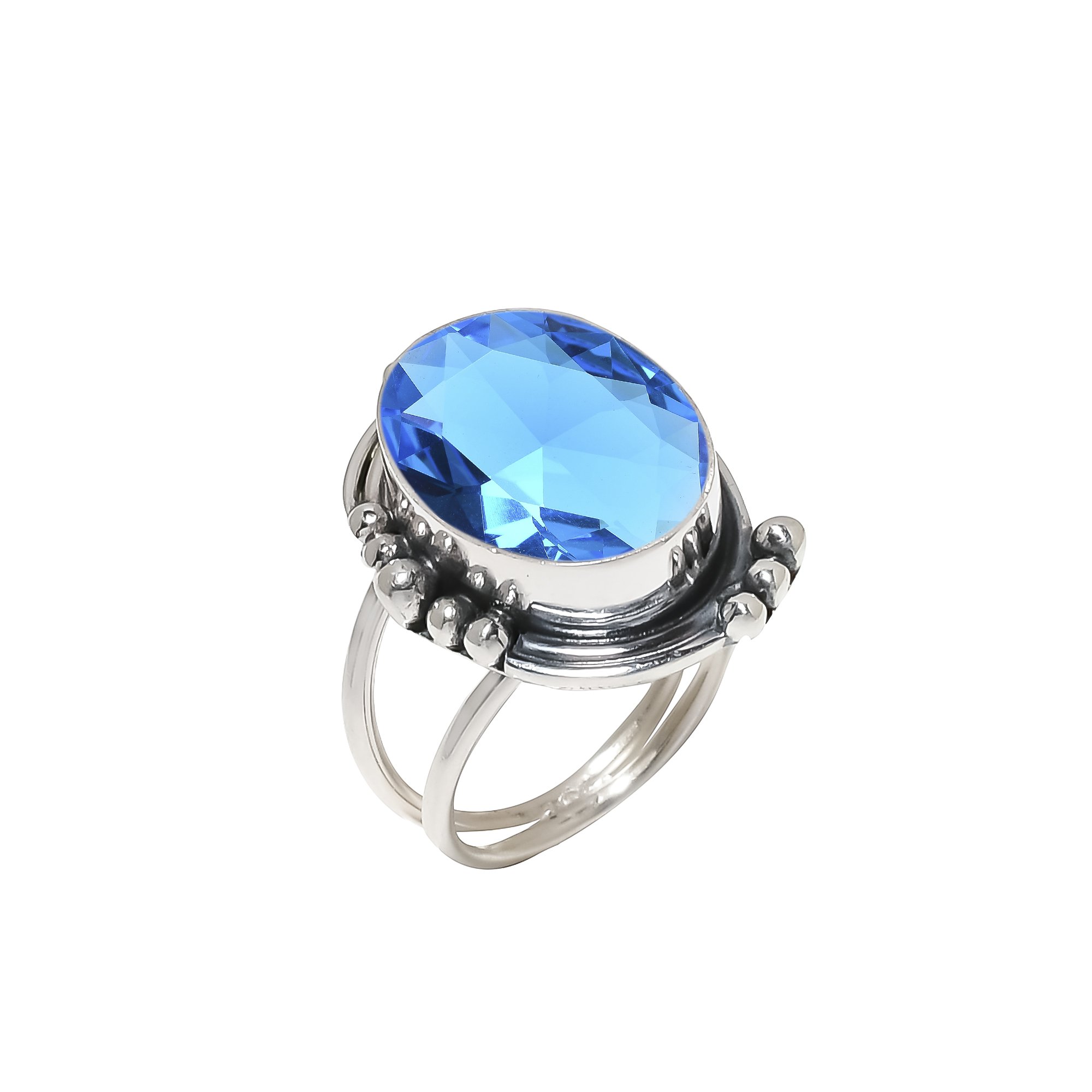 Swiss Blue Topaz - Simulated 925 Sterling Silver Ring