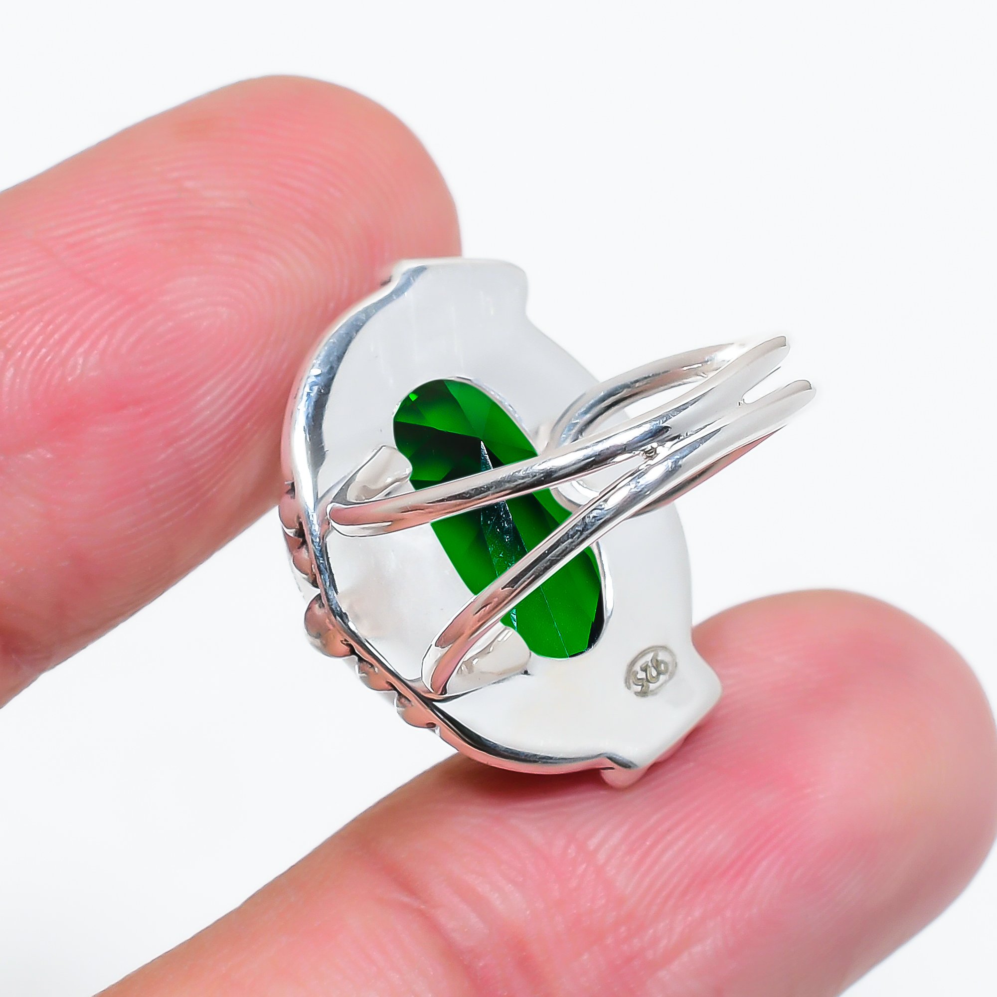 Chrome Diopside - Simulated 925 Sterling Silver Ring