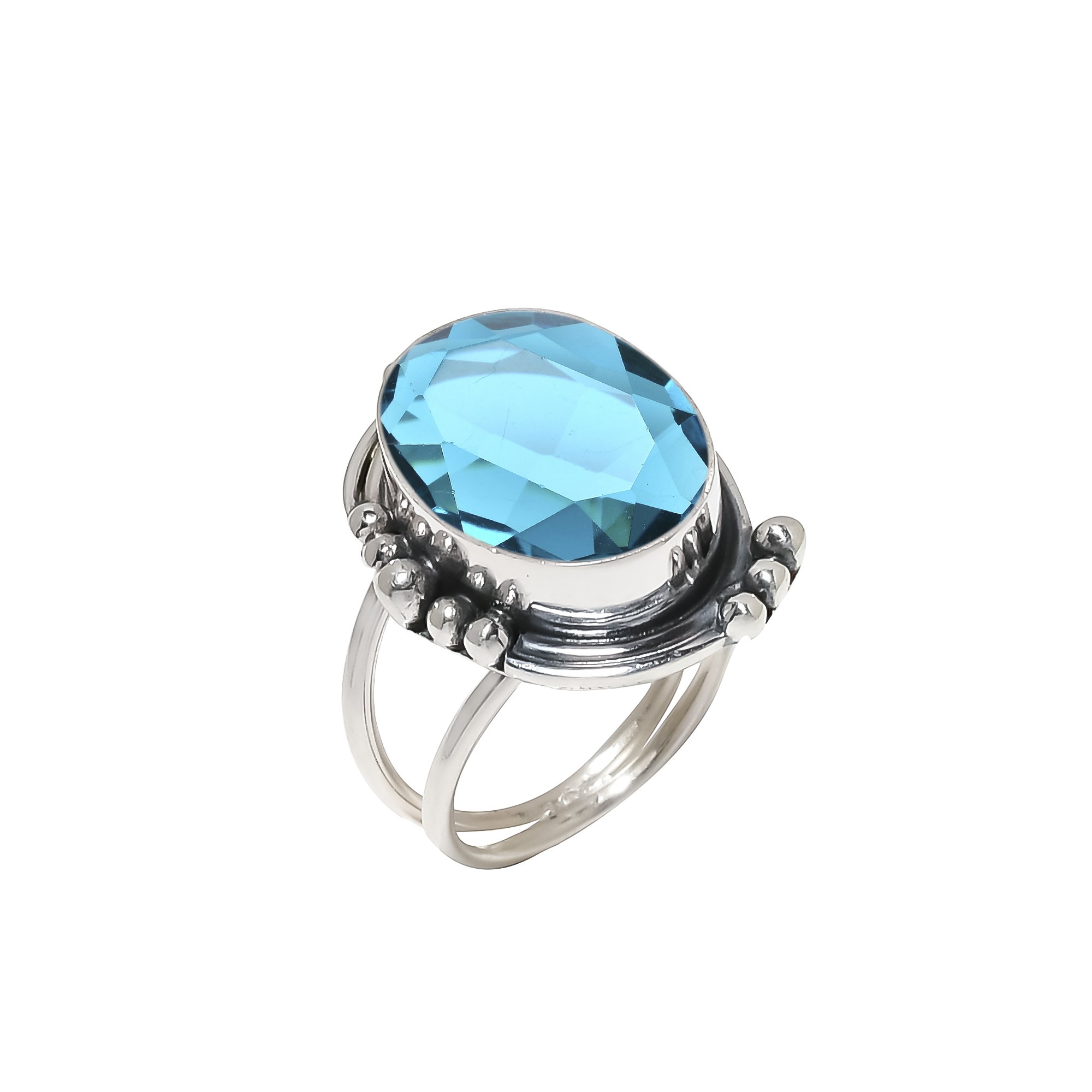 Teal Tourmaline - Simulated 925 Sterling Silver Ring