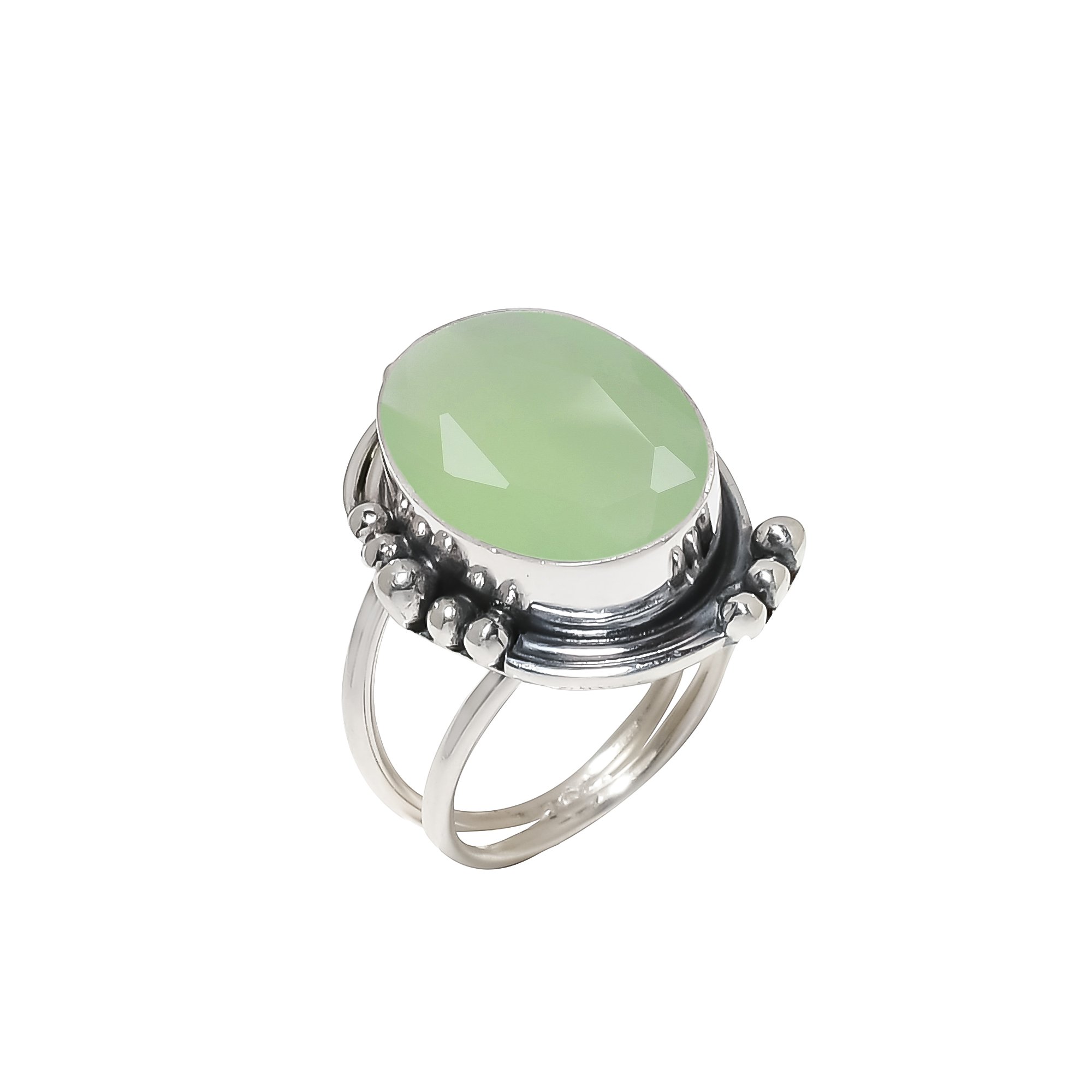 Green Chalcedony - Simulated 925 Sterling Silver Ring