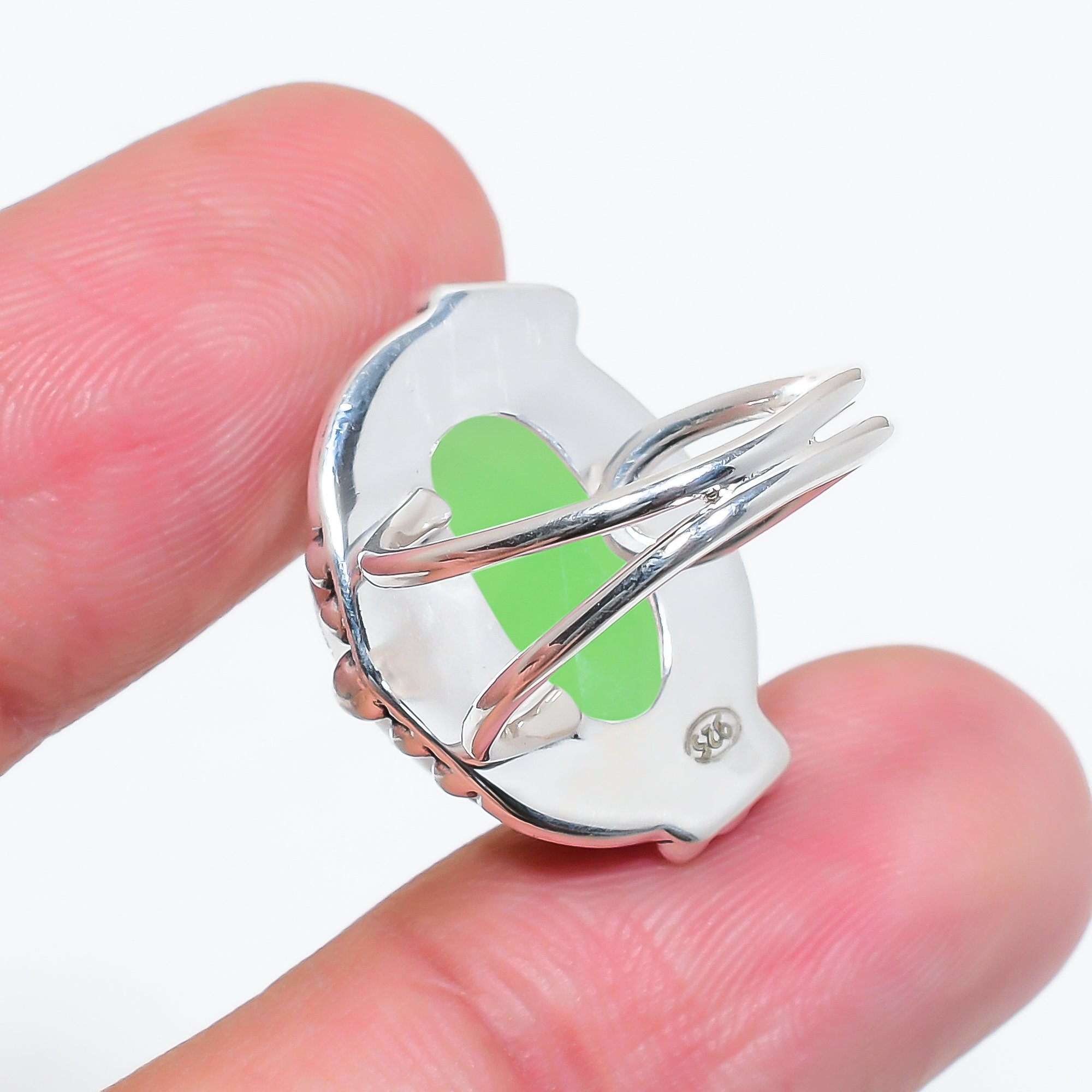 Green Chalcedony - Simulated 925 Sterling Silver Ring