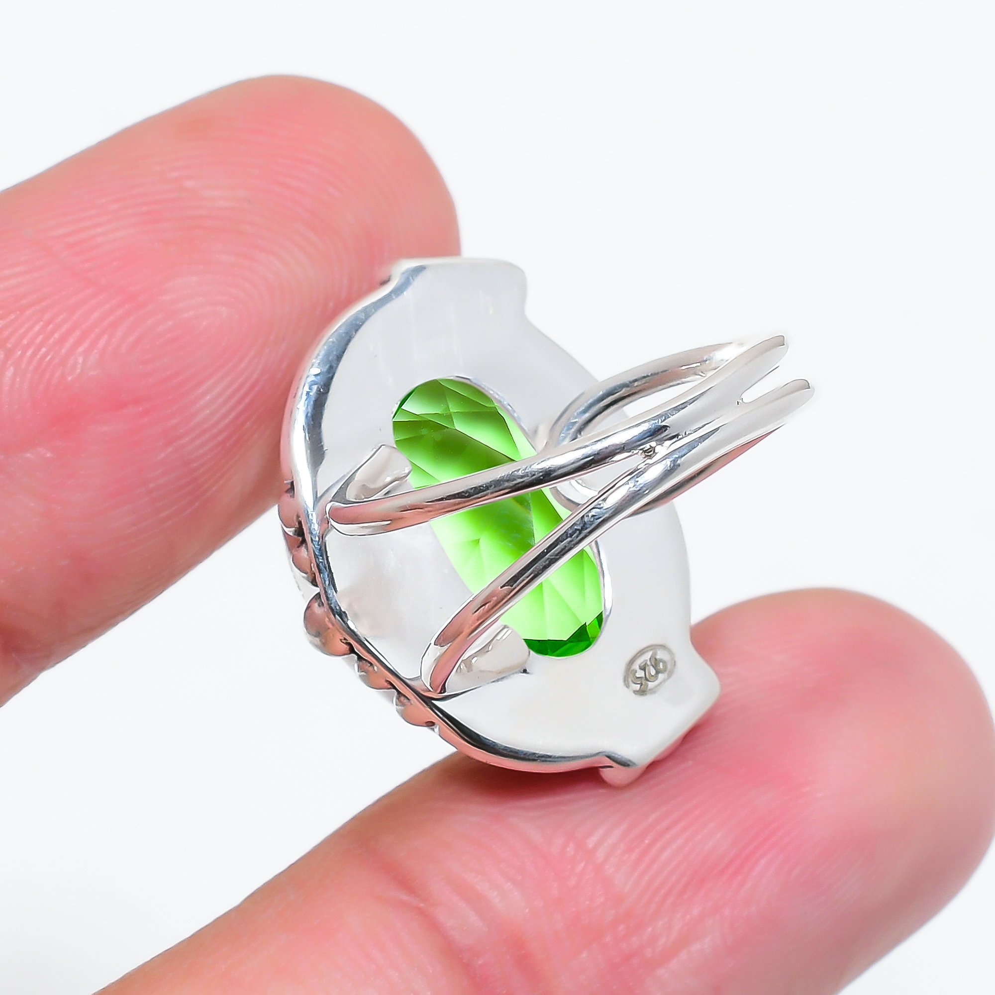 Green Amethyst - Simulated 925 Sterling Silver Ring