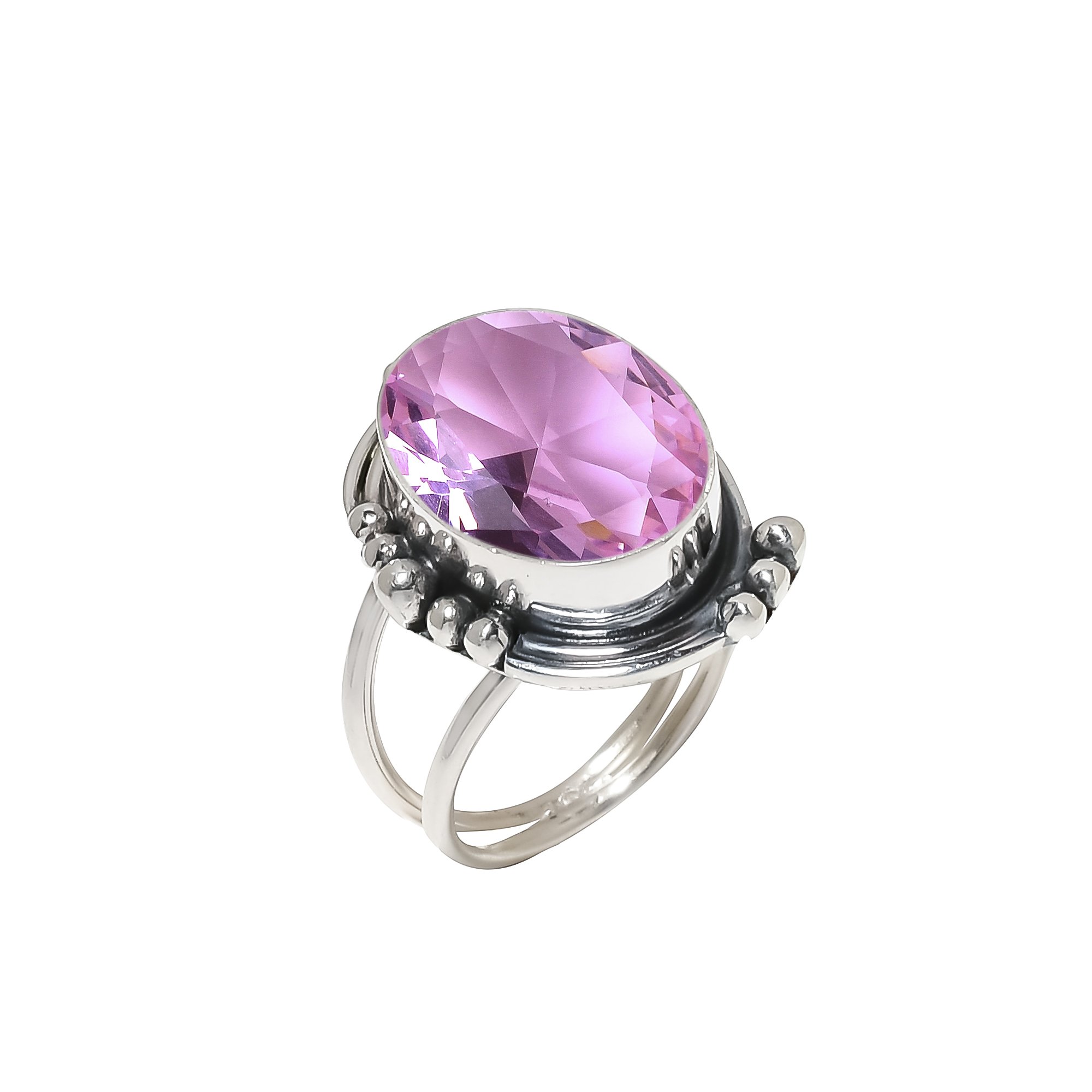 Pink Kunzite - Simulated 925 Sterling Silver Ring