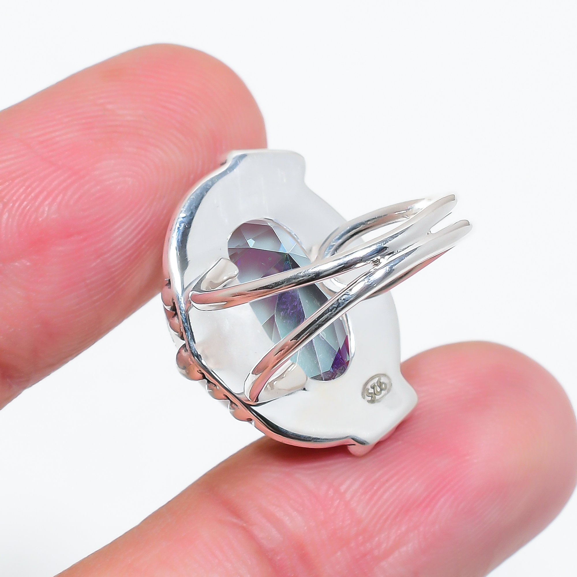 Rainbow Mystic Fire Topaz - Simulated 925 Sterling Silver Ring