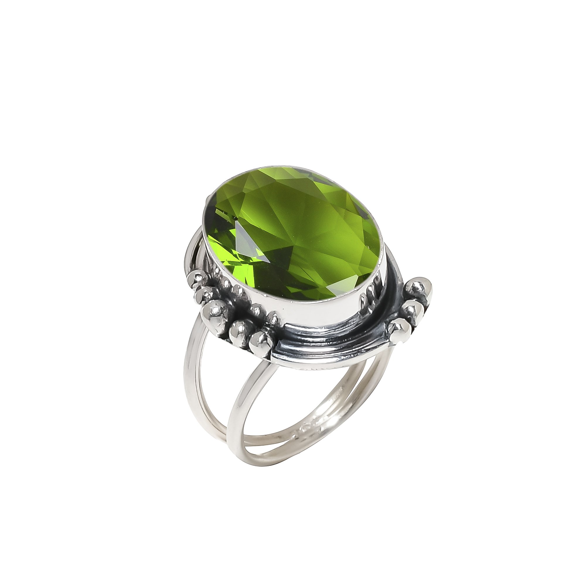 Peridot - Simulated 925 Sterling Silver Ring