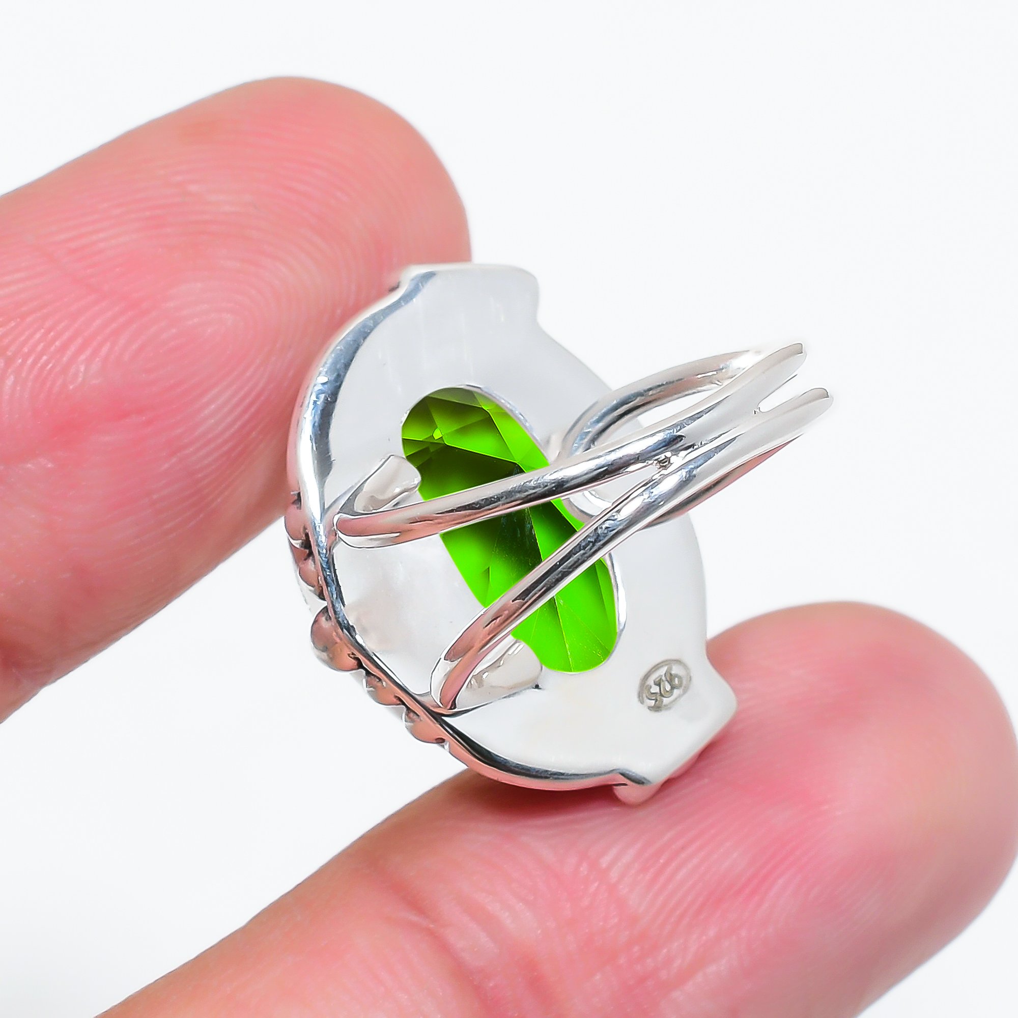 Peridot - Simulated 925 Sterling Silver Ring