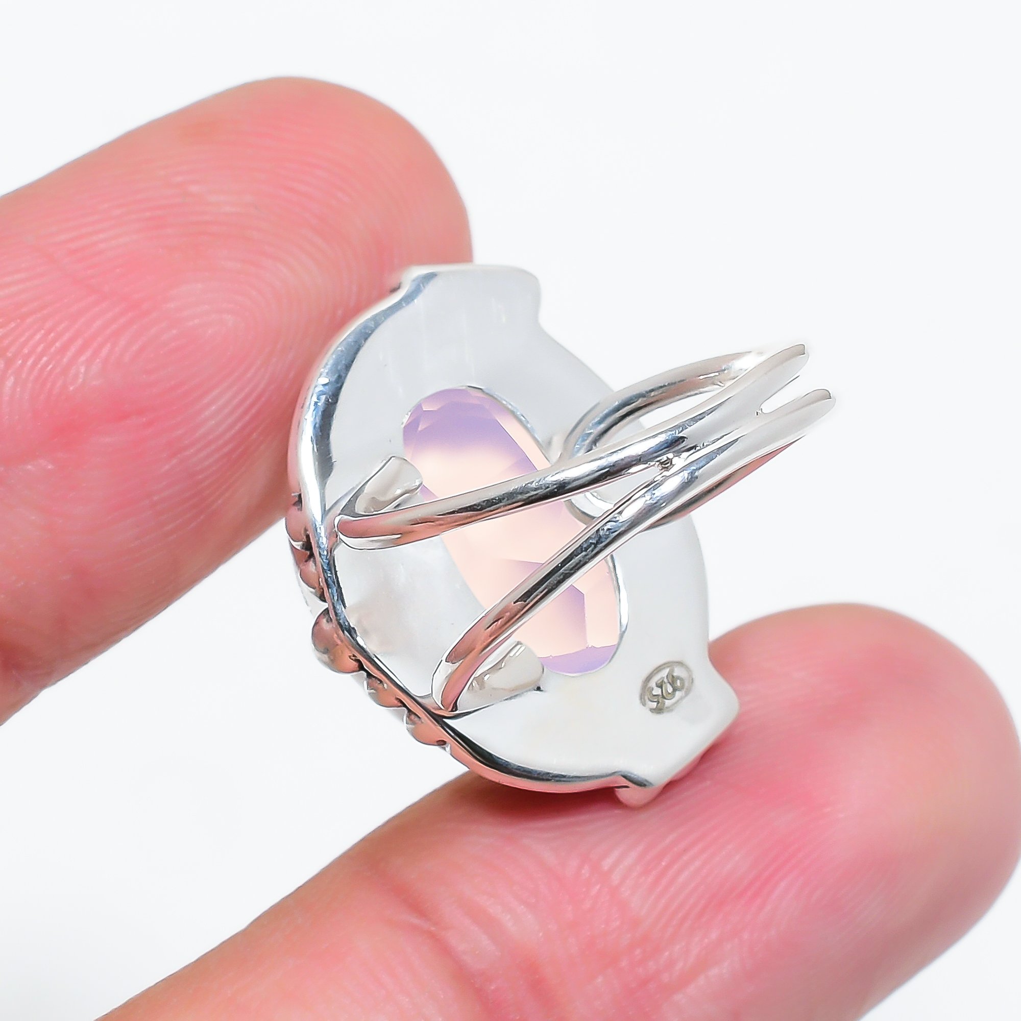 Milky Pink Opal - Simulated 925 Sterling Silver Ring