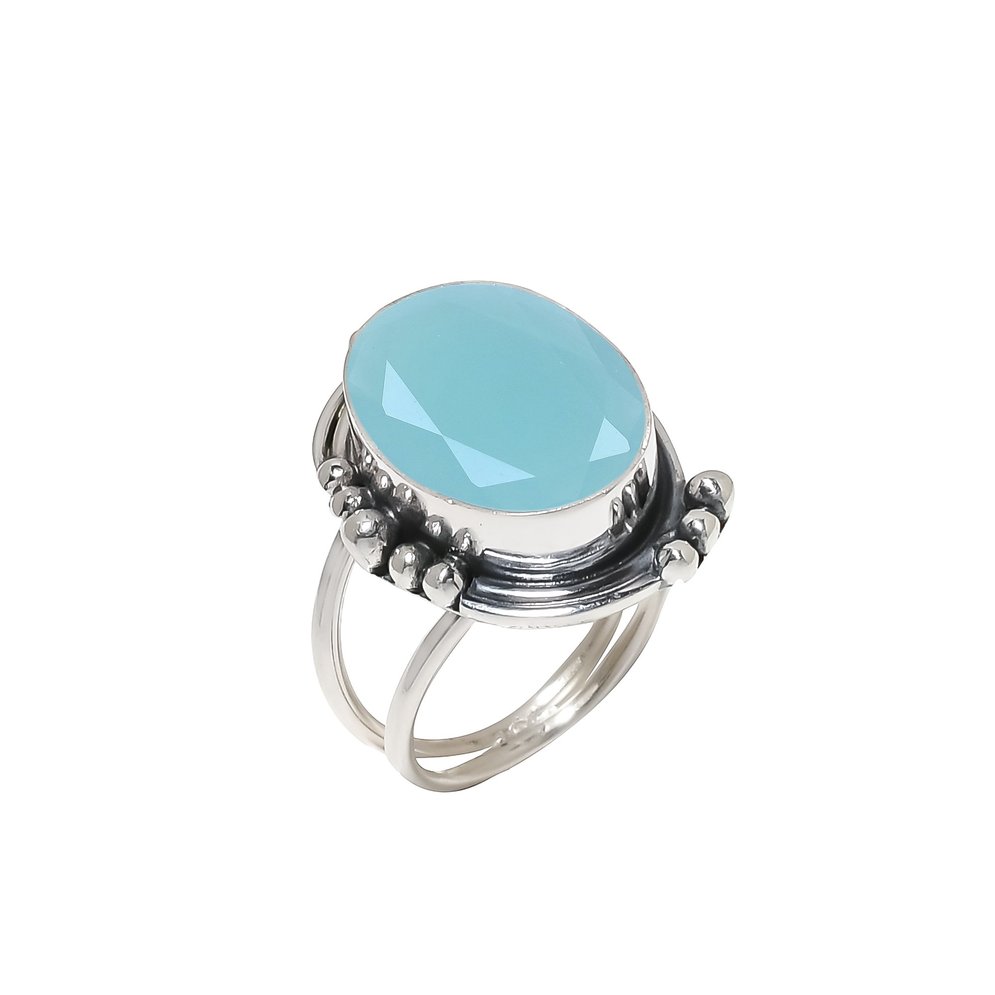 Aqua Chalcedony - Simulated 925 Sterling Silver Ring