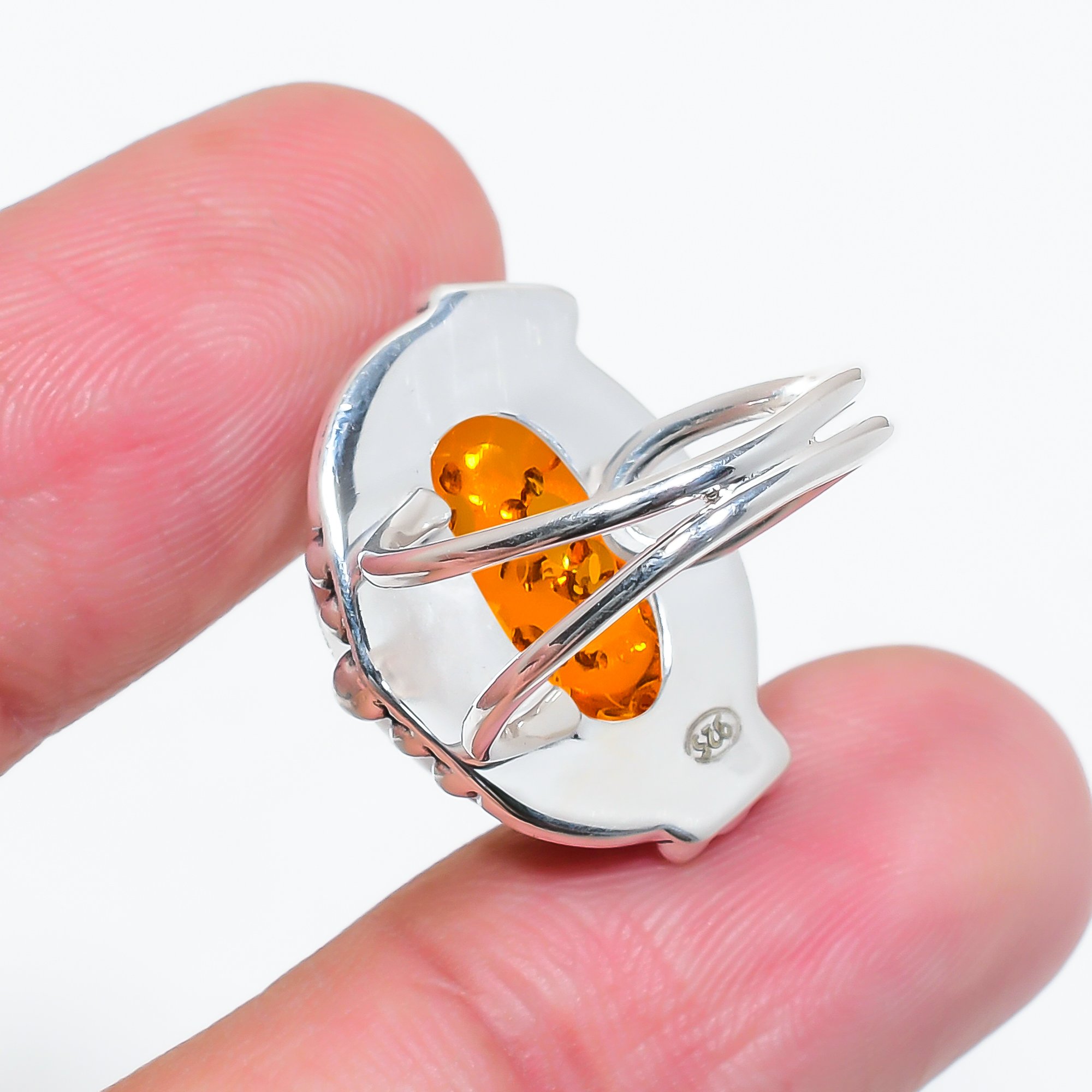 Amber - Simulated 925 Sterling Silver Ring