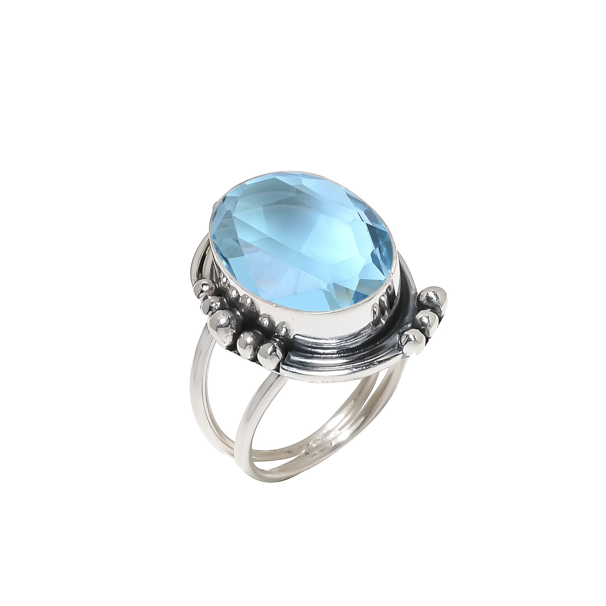 Blue Topaz - Simulated 925 Sterling Silver Ring