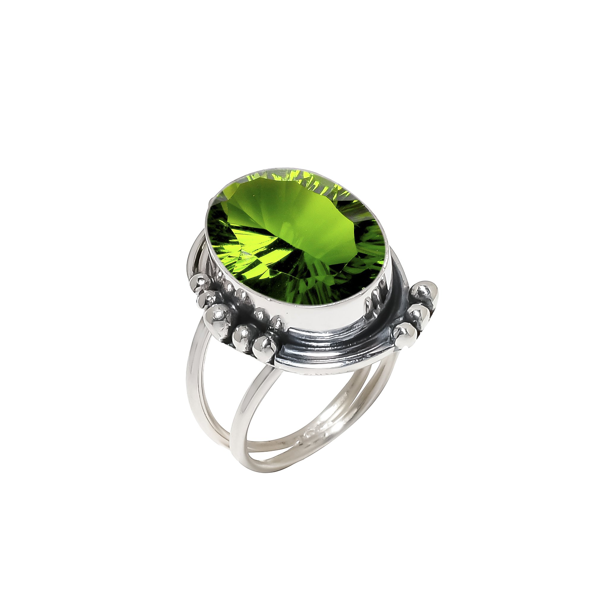 Peridot - Simulated 925 Sterling Silver Ring
