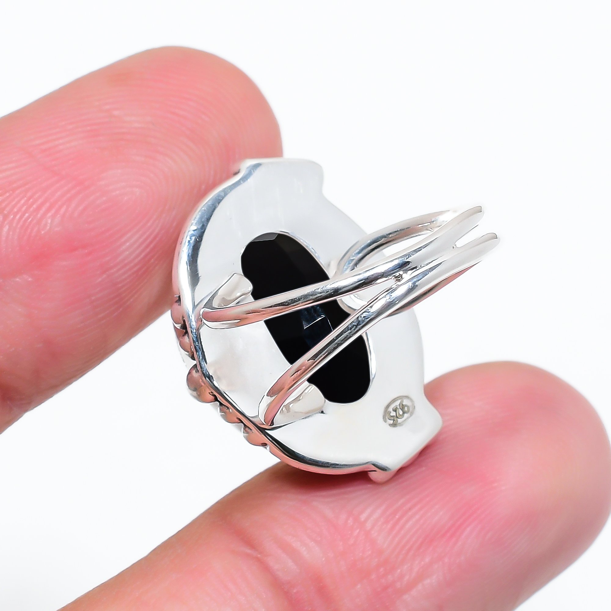 Black Onyx - Simulated 925 Sterling Silver Ring