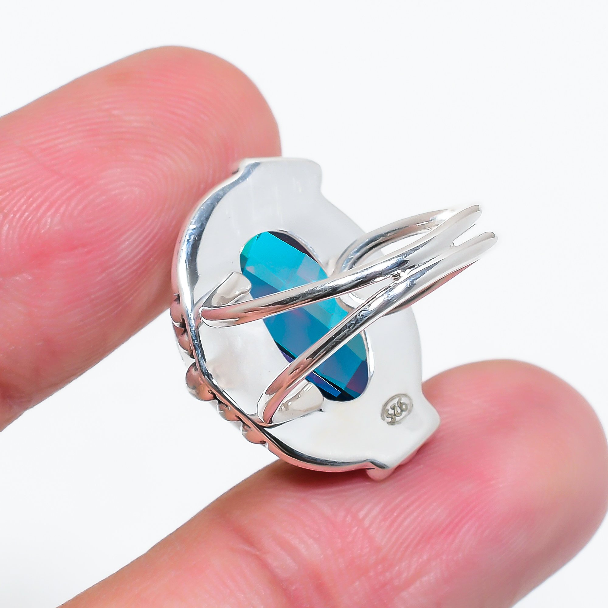 Black Rainbow Mystic Fire Topaz - Simulated 925 Sterling Silver Ring