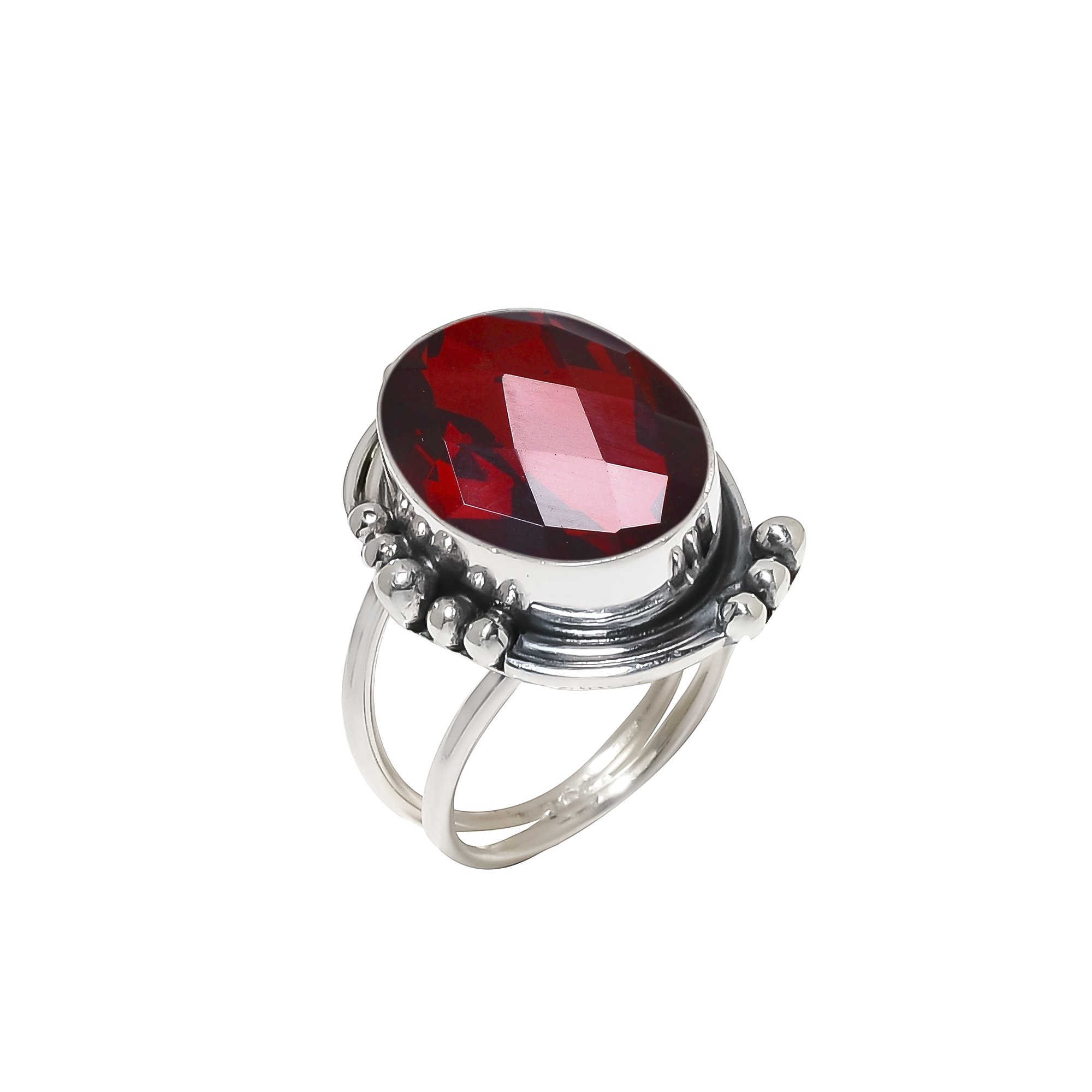 Red Garnet - Simulated 925 Sterling Silver Ring